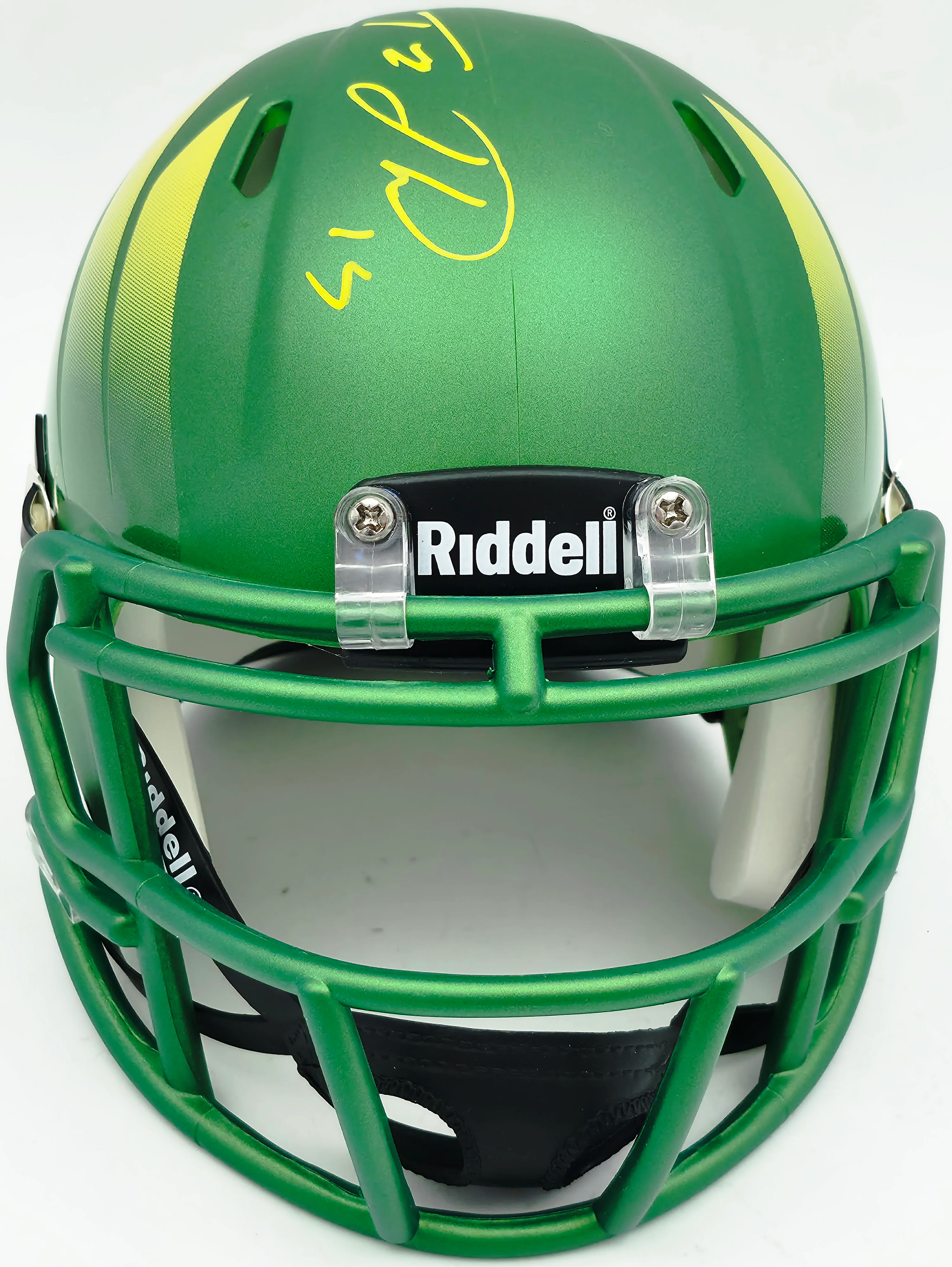 Tez Johnson Autographed Oregon Ducks Green Speed Mini Helmet JSA Witness Stock #256799 - Image 3