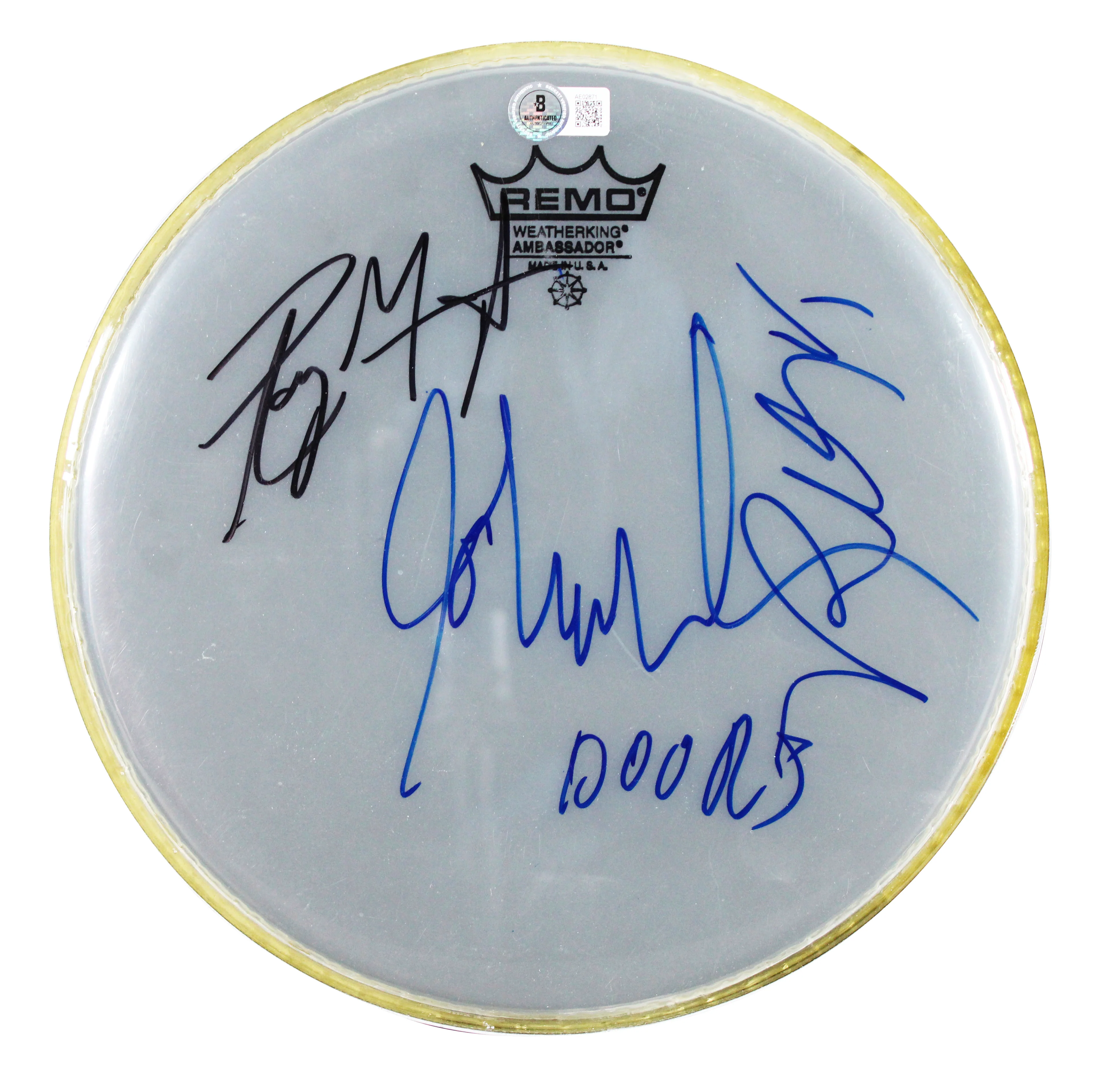The Doors (3) Manzarek, Densmore & Krieger Signed 10 Inch Drum Head BAS #AE02871 - Image 2