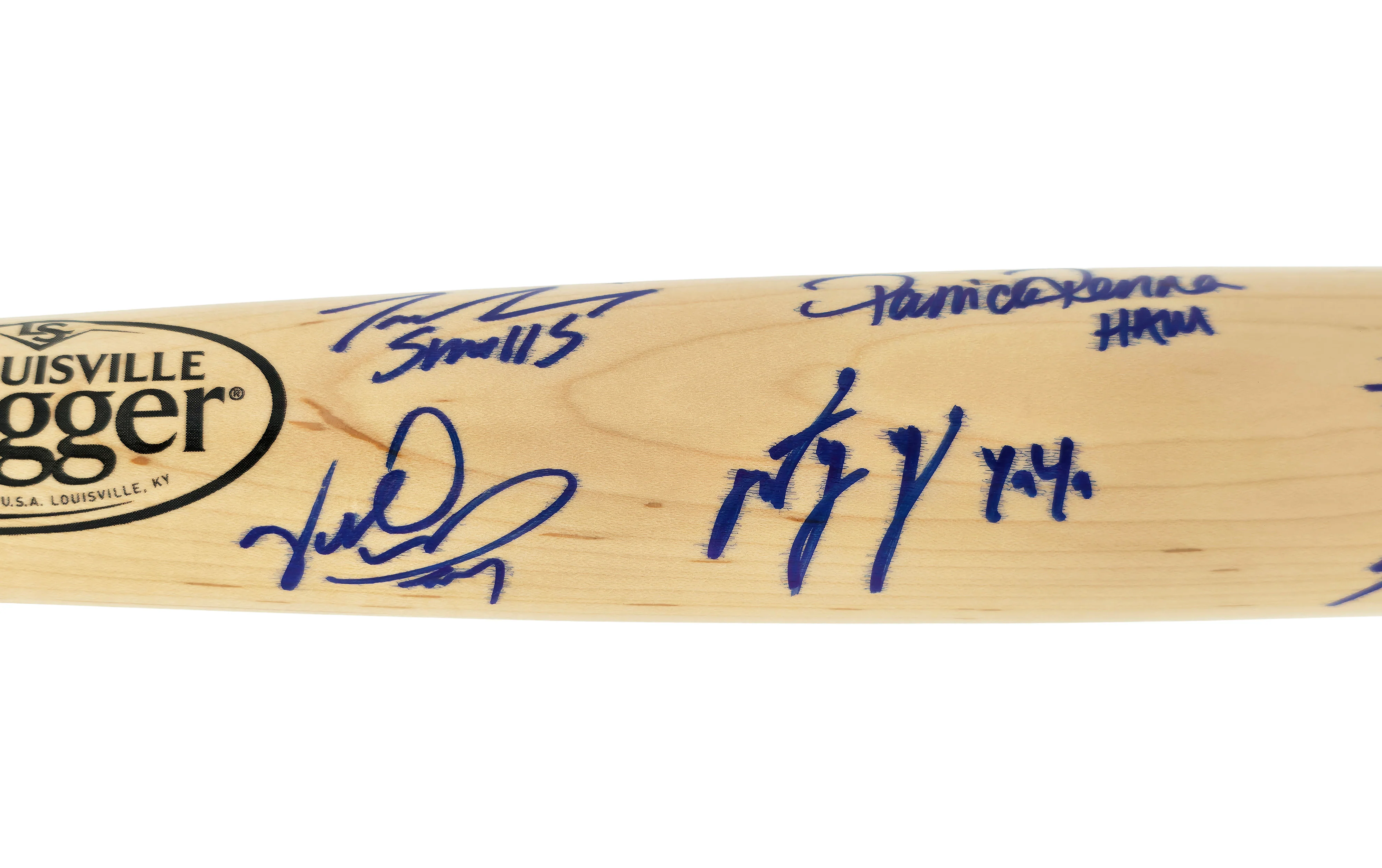 The Sandlot Movie Cast Autographed Blonde Louisville Slugger Baseball Bat With 8 Signatures Beckett BAS Witness Stock #260070 - Image 2