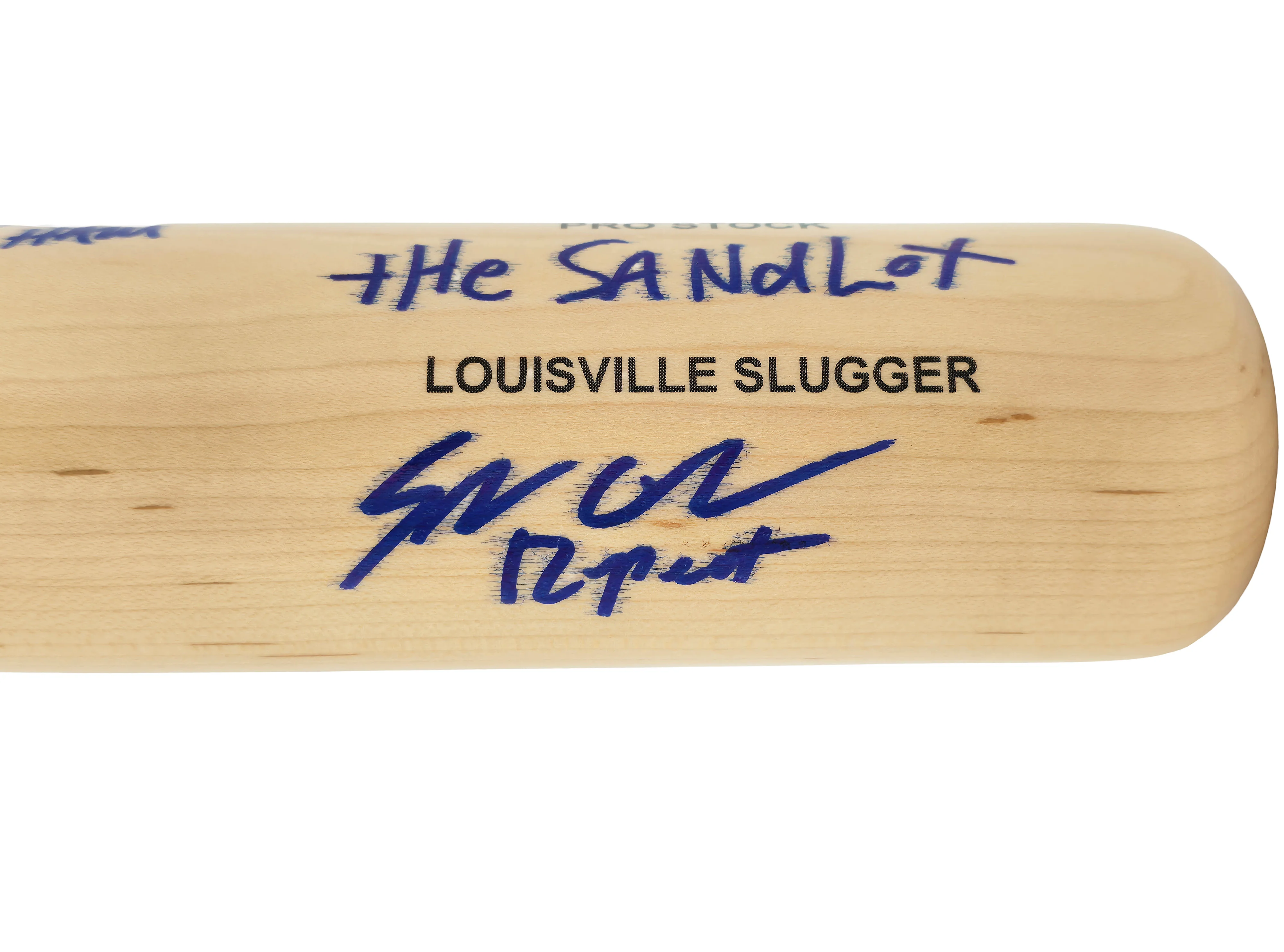 The Sandlot Movie Cast Autographed Blonde Louisville Slugger Baseball Bat With 8 Signatures Beckett BAS Witness Stock #260070 - Image 5