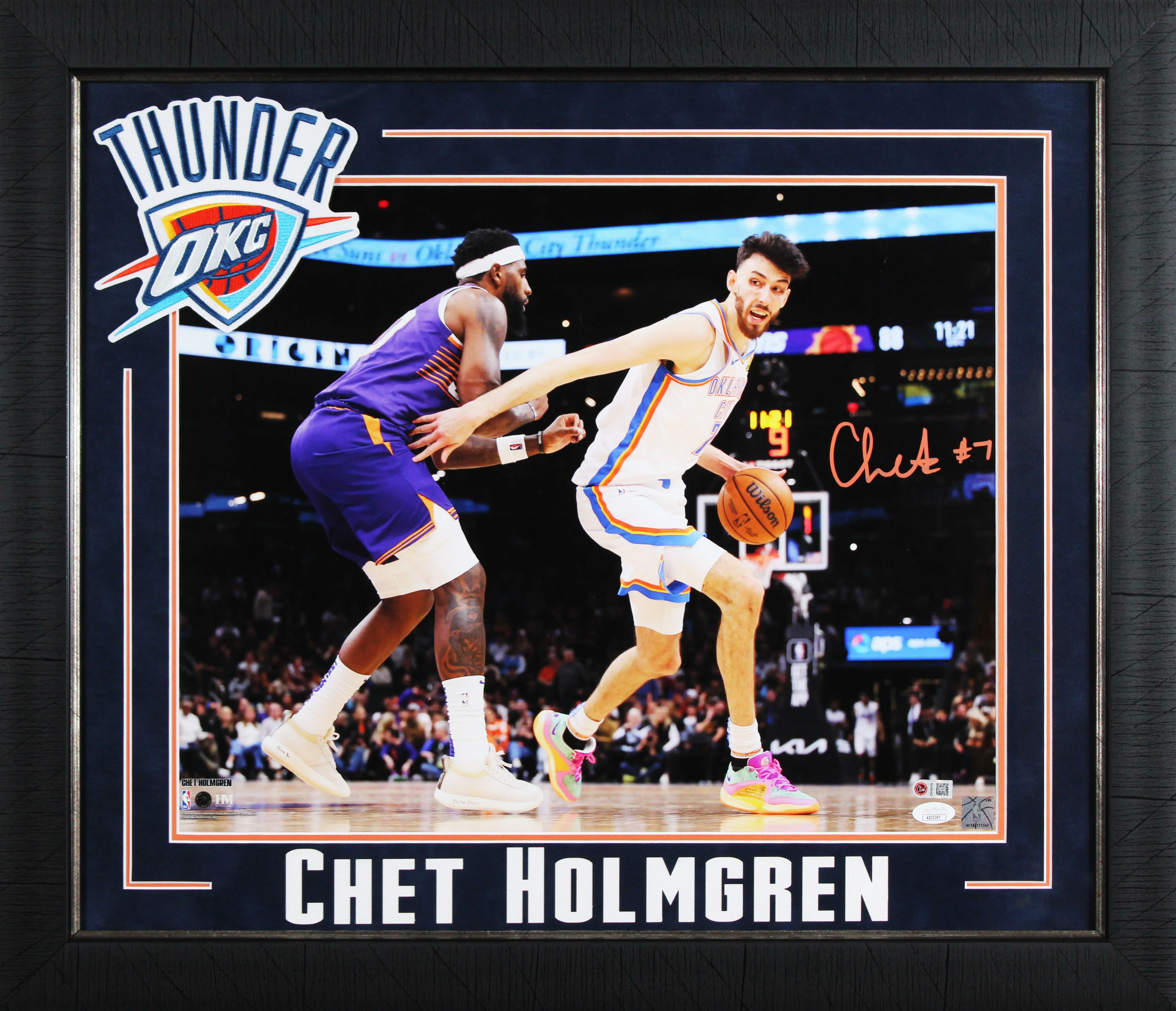 Thunder Chet Holmgren Signed 16x20 Horizontal Framed Photo Vs Suns JSA - Image 2