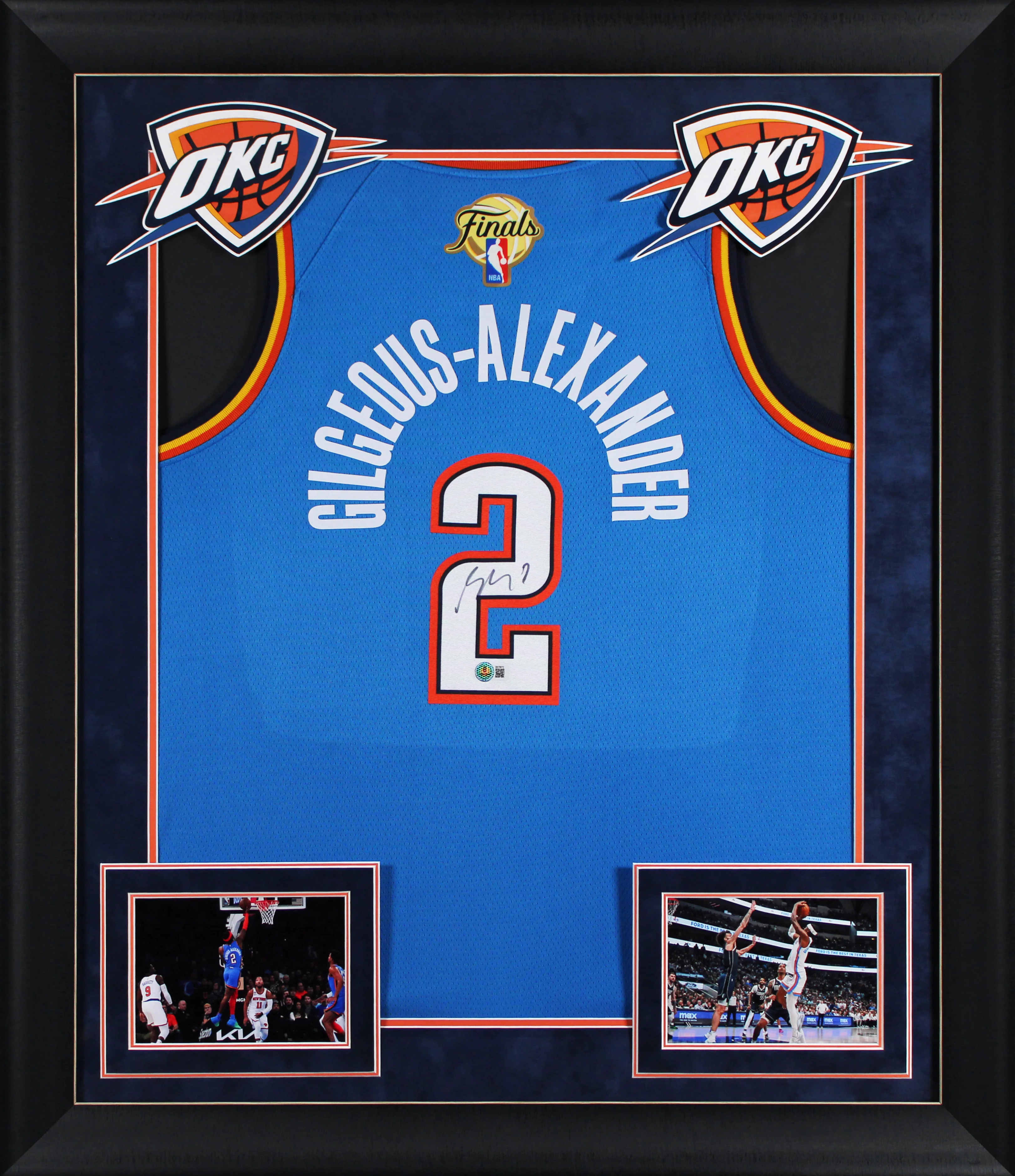 Thunder Shai Gilgeous-Alexander Signed Blue Nike Finals Ed. Framed Jersey BAS - Image 2
