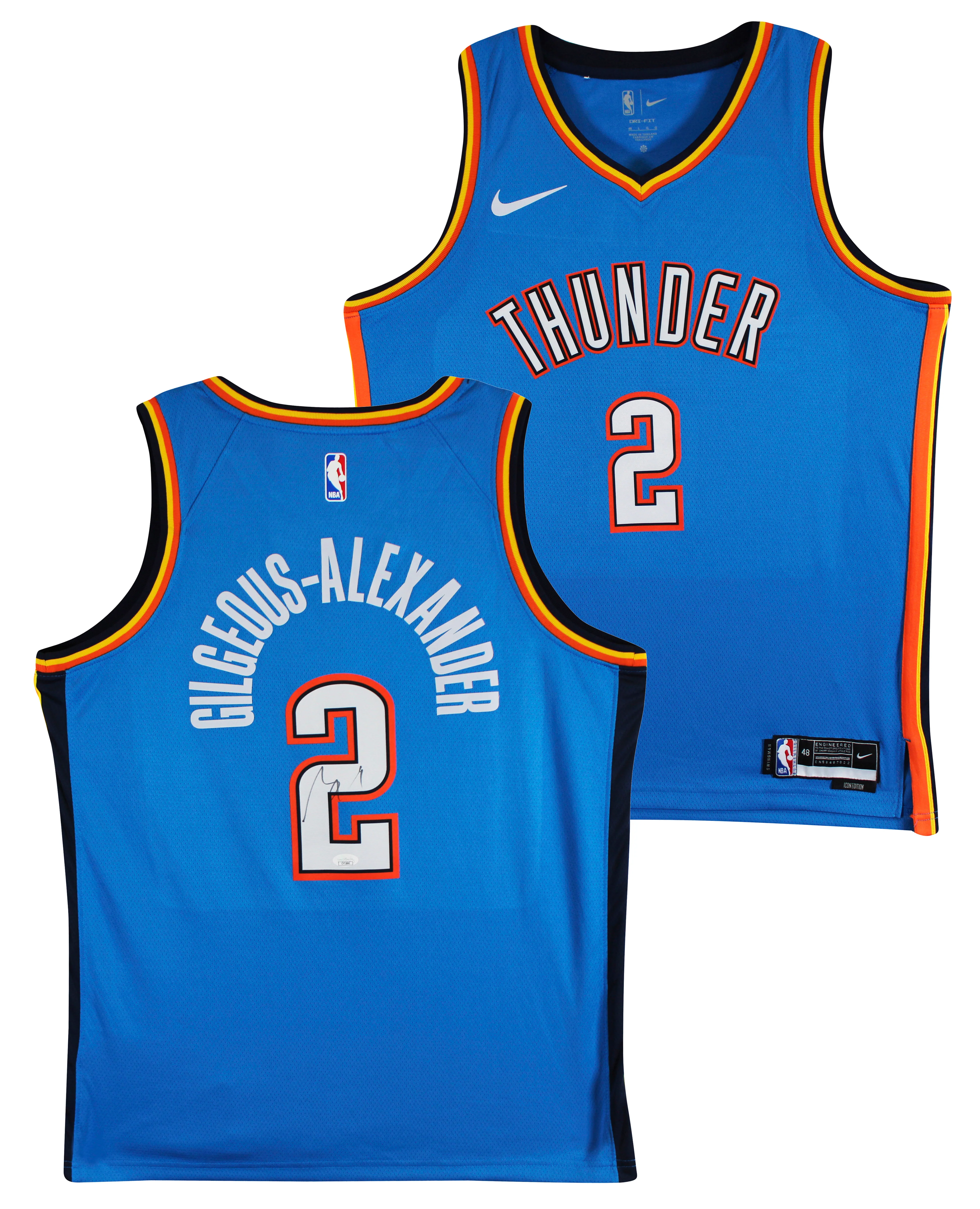 Thunder Shai Gilgeous-Alexander Signed Blue Nike Icon Edition Jersey JSA - Image 2