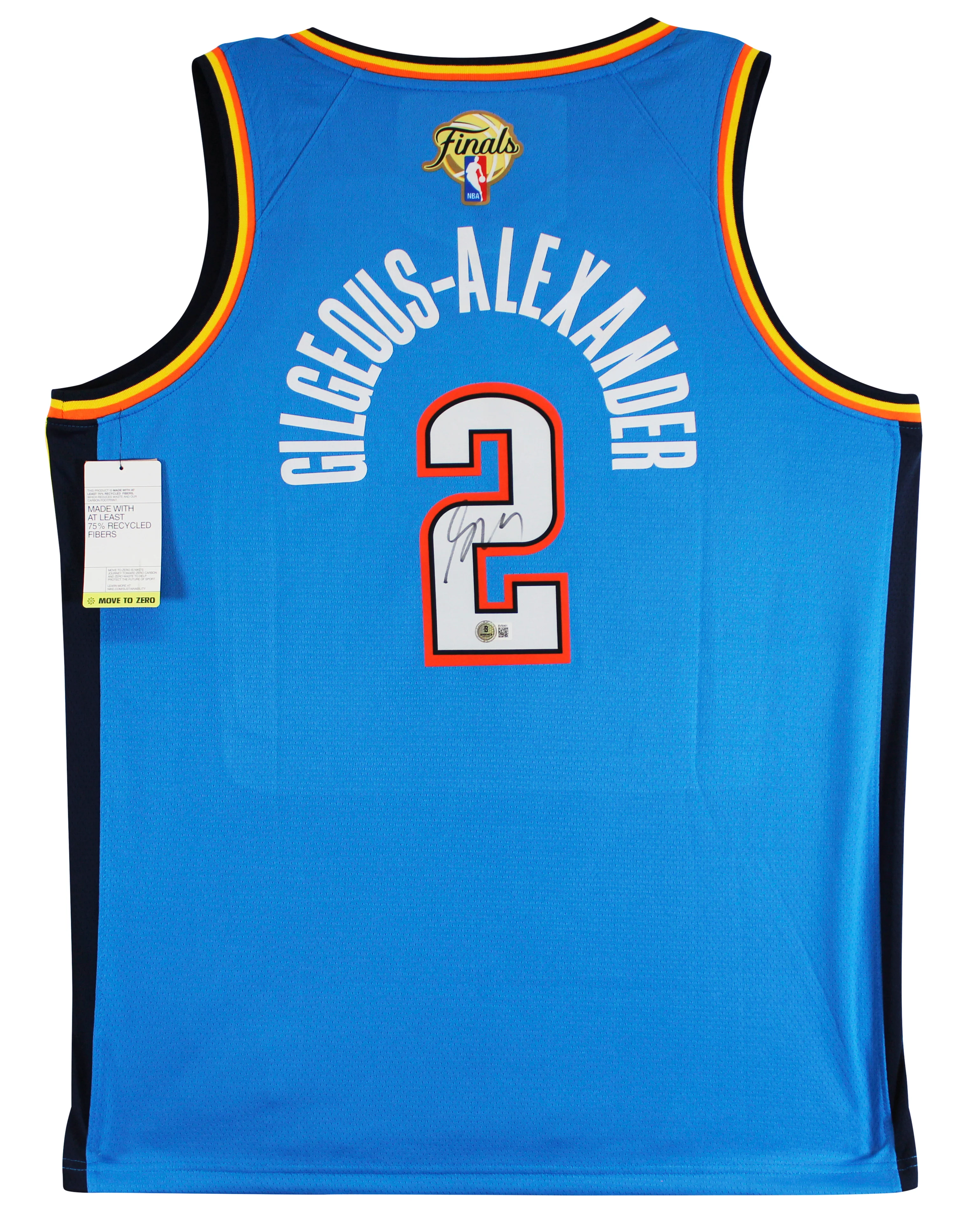 Thunder Shai Gilgeous-Alexander Signed Blue Nike Icon Finals Edition Jersey BAS - Image 3