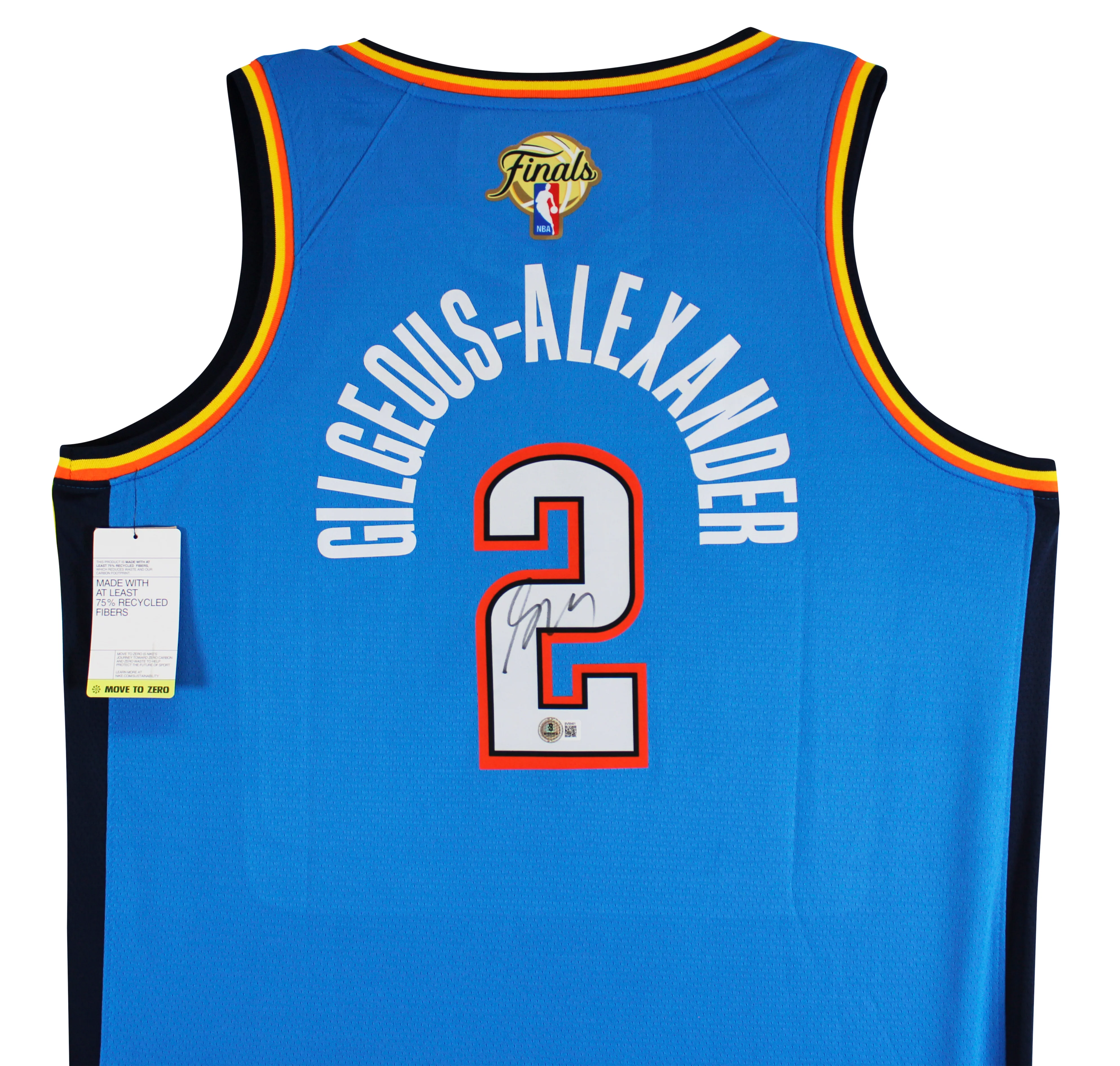 Thunder Shai Gilgeous-Alexander Signed Blue Nike Icon Finals Edition Jersey BAS - Image 5
