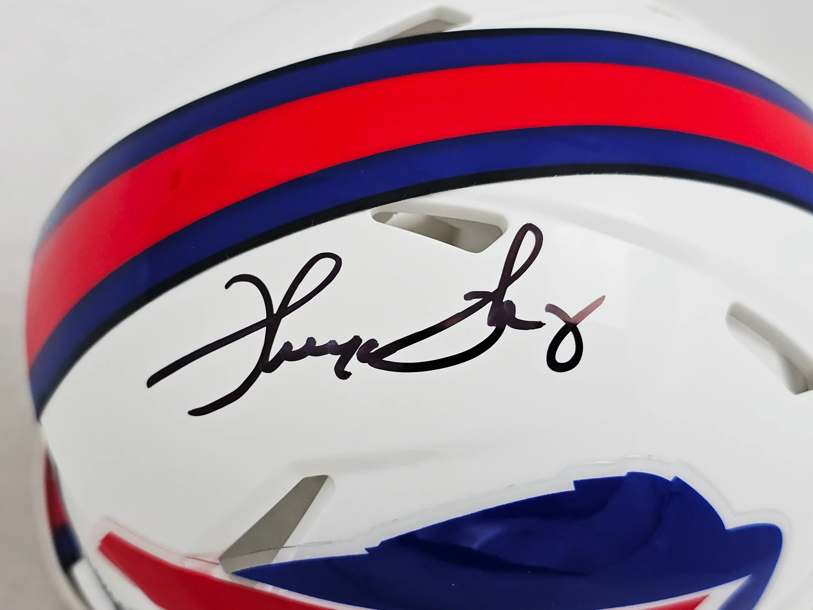 Thurman Thomas Autographed Buffalo Bills White Speed Mini Helmet Beckett BAS Witness Stock #220470 - Image 2