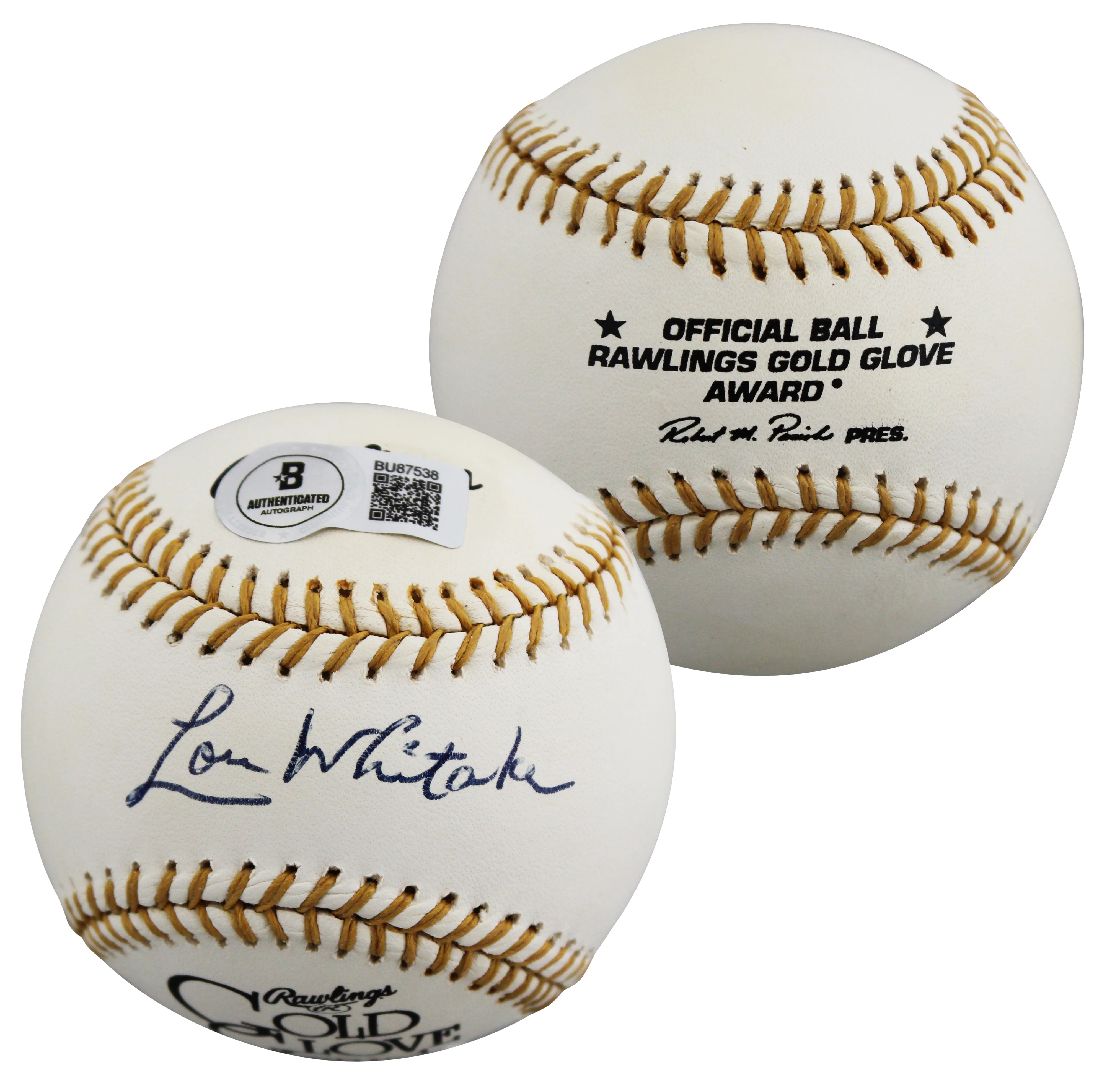 Tigers Lou Whitaker Signed Rawlings Gold Glove Logo OML Baseball BAS #BU87538