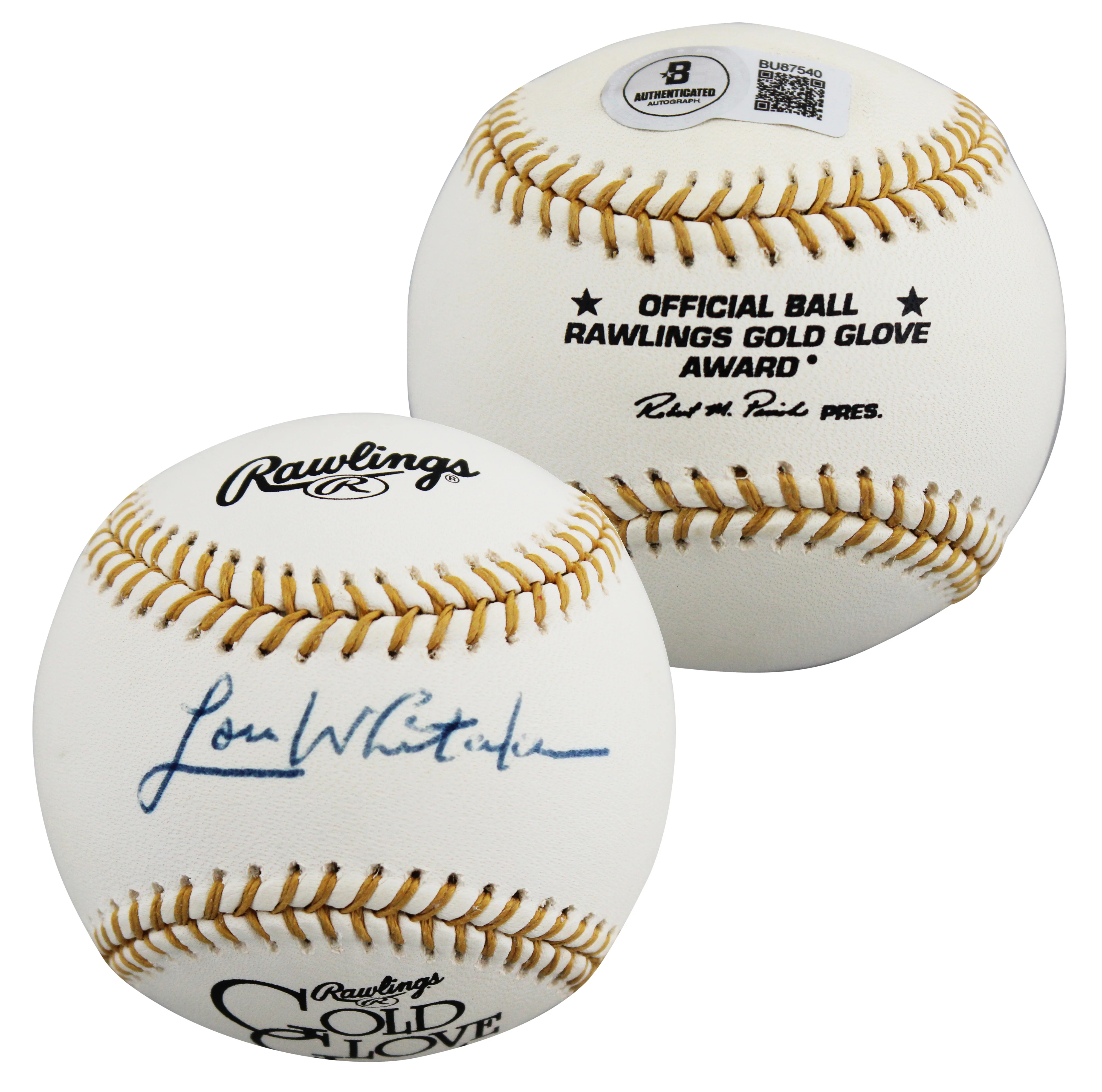 Tigers Lou Whitaker Signed Rawlings Gold Glove Logo OML Baseball BAS #BU87540 - Image 2
