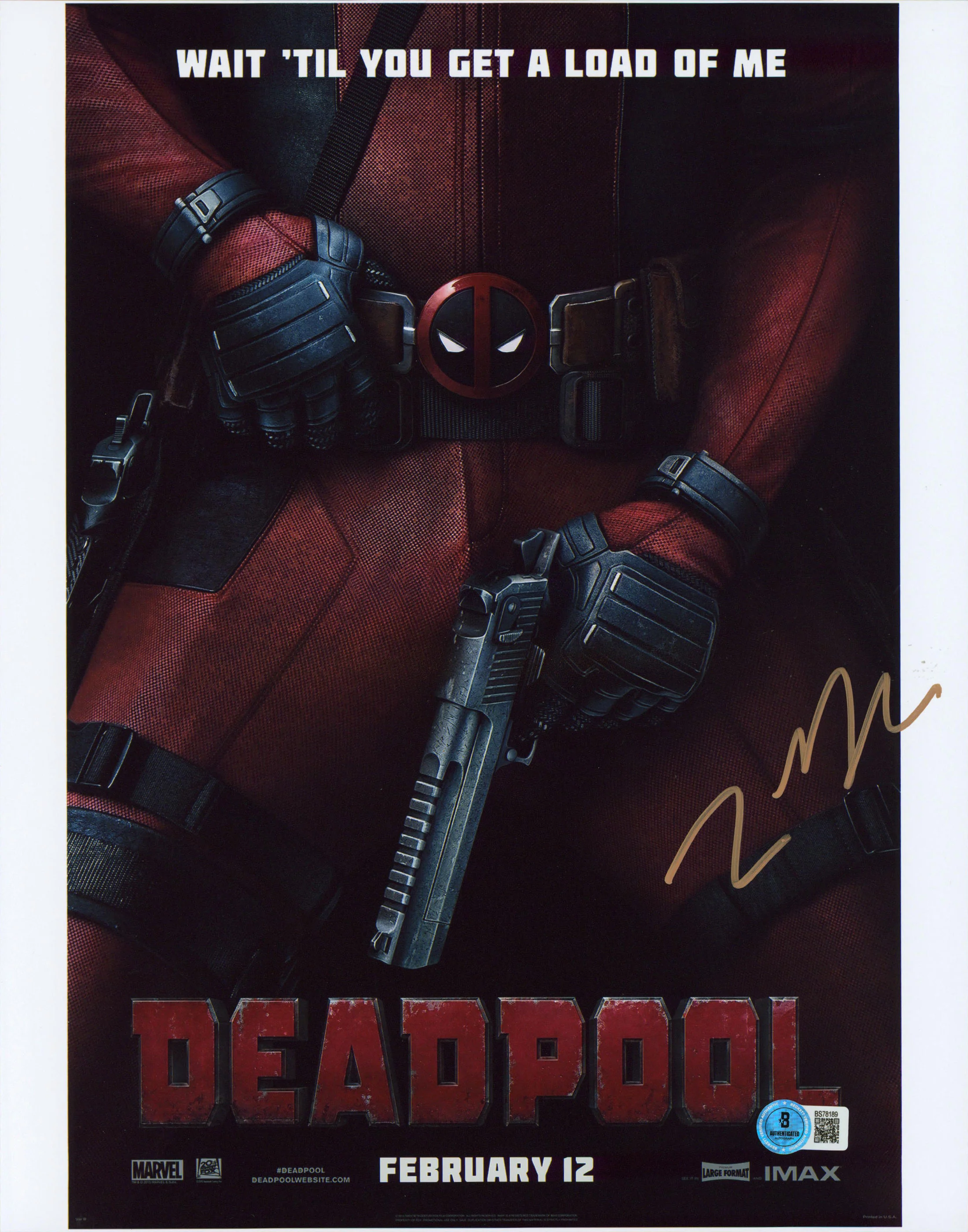 Tim Miller Deadpool Authentic Signed 11x14 Vertical Photo BAS #BS78189