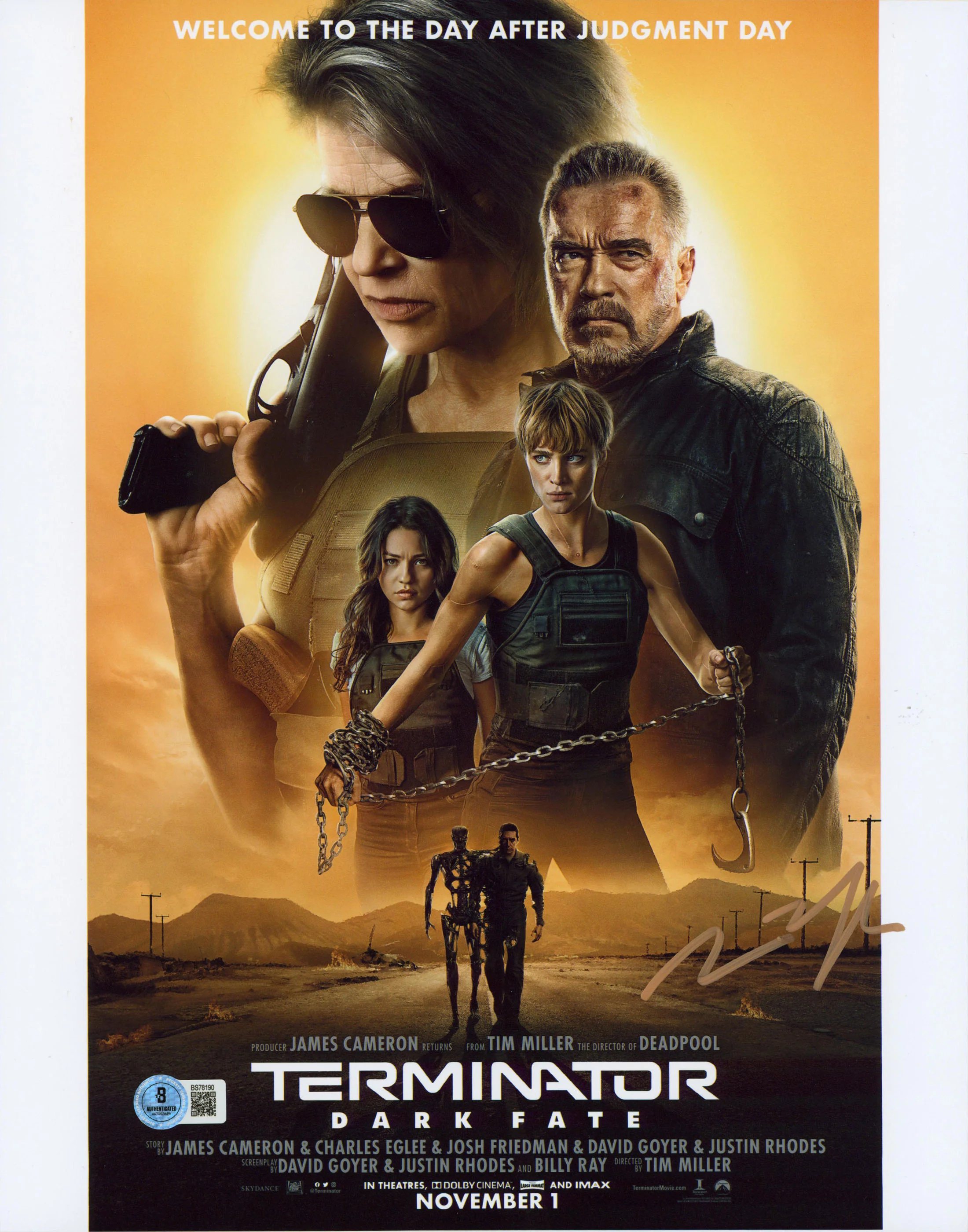 Tim Miller Terminator Dark Fate Authentic Signed 11x14 Photo BAS #BS78190 - Image 2