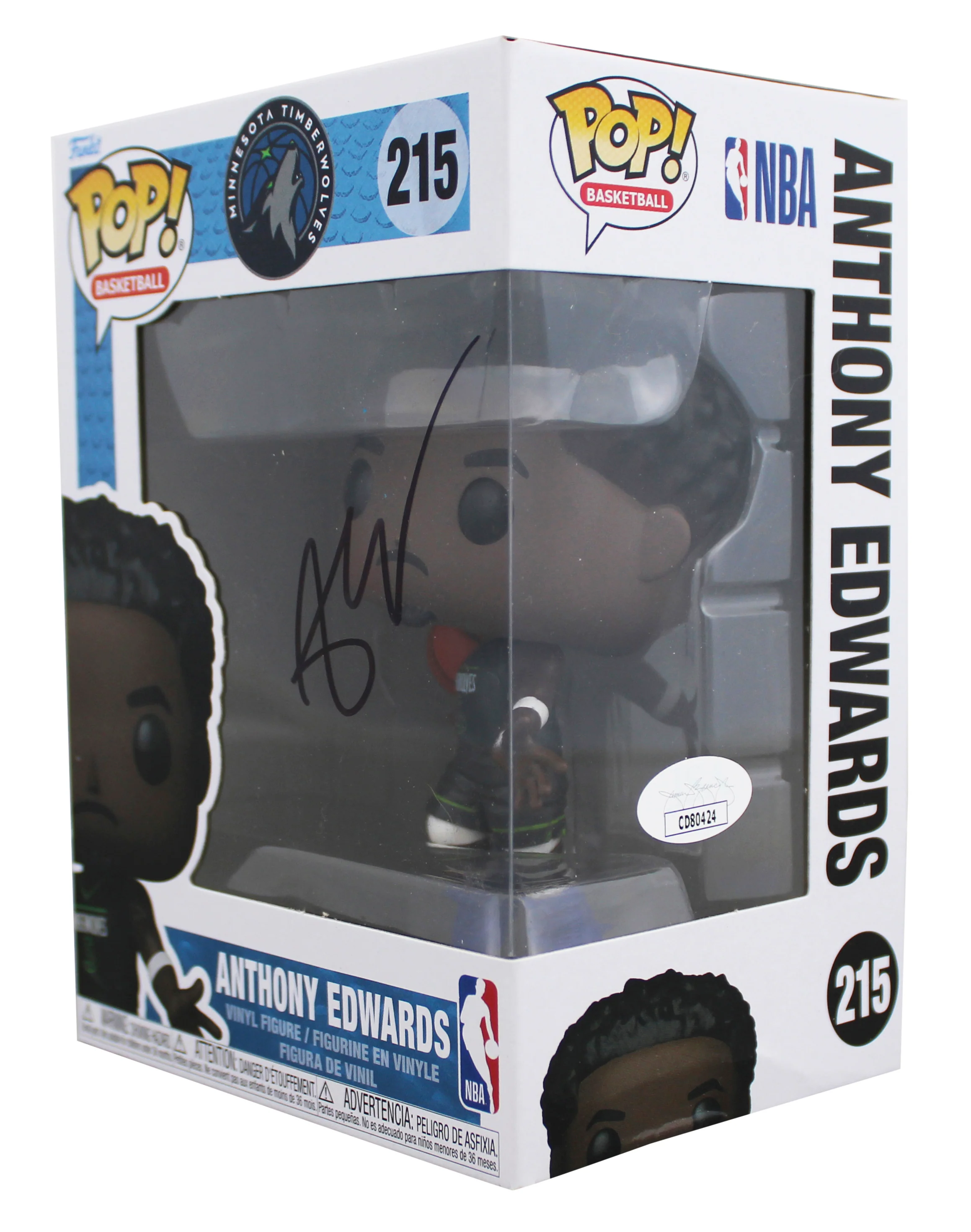 Timberwolves Anthony Edwards Signed #215 Funko Pop Vinyl Figure JSA #CD90424 - Image 3