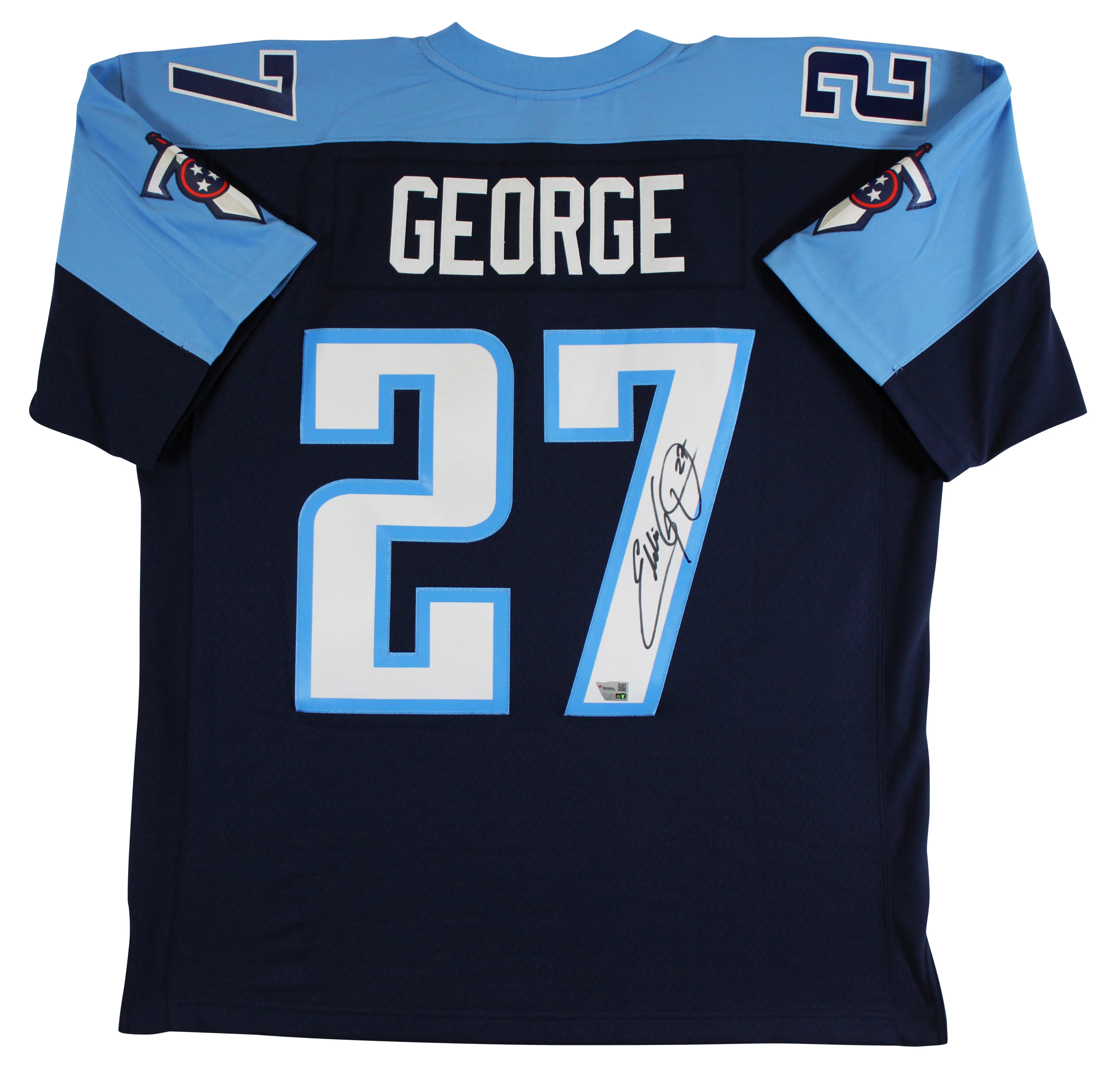 Titans Eddie George Authentic Signed Light Blue M&N Throwback Jersey Fanatics - Image 3