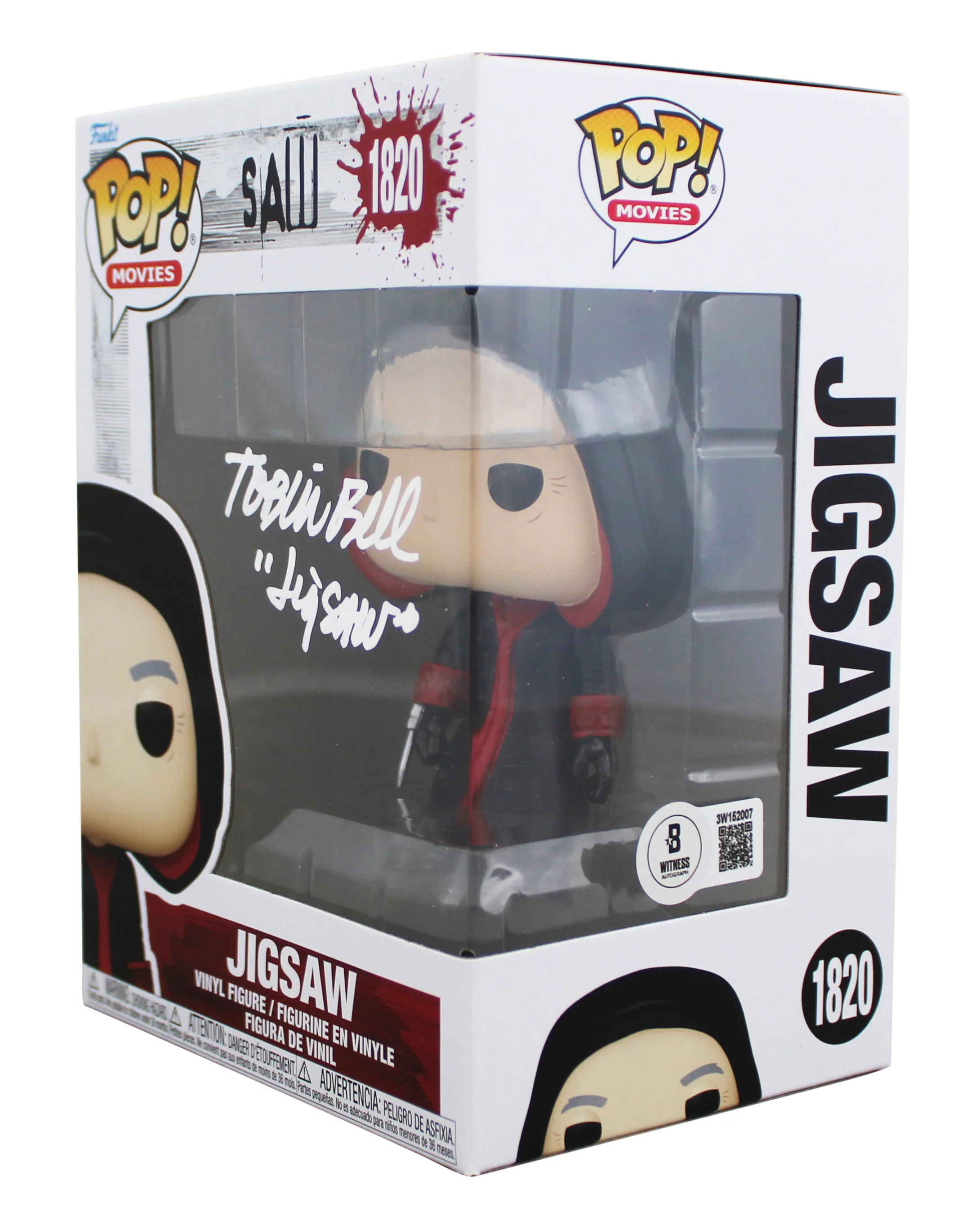 Tobin Bell Saw "Jigsaw" Signed #1820 Funko Pop Vinyl Figure W/ White Sig BAS Wit - Image 3