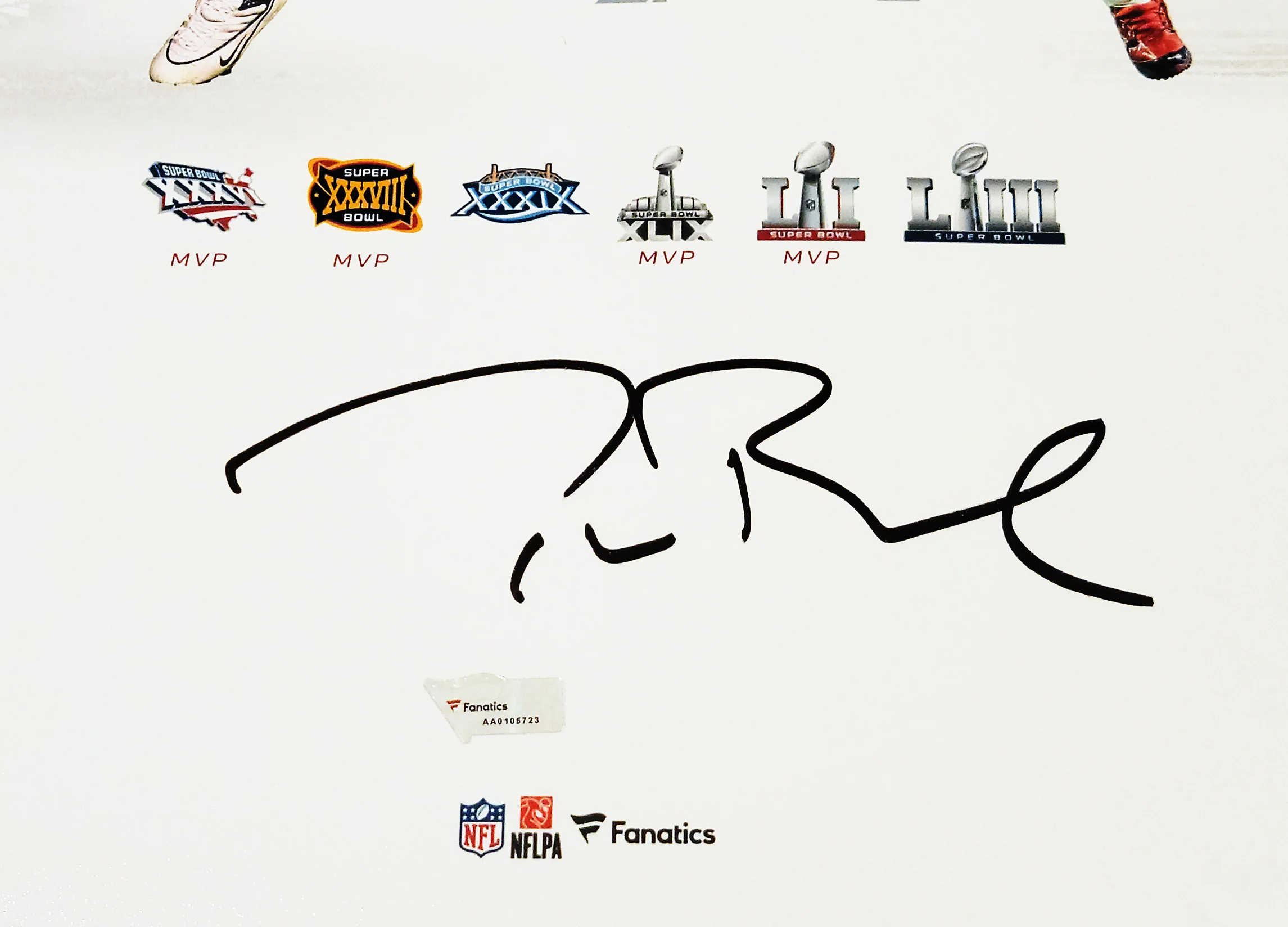 Tom Brady Autographed Framed 16x20 Photo New England Patriots Super Bowl Collage Fanatics Holo Stock #206954 - Image 3