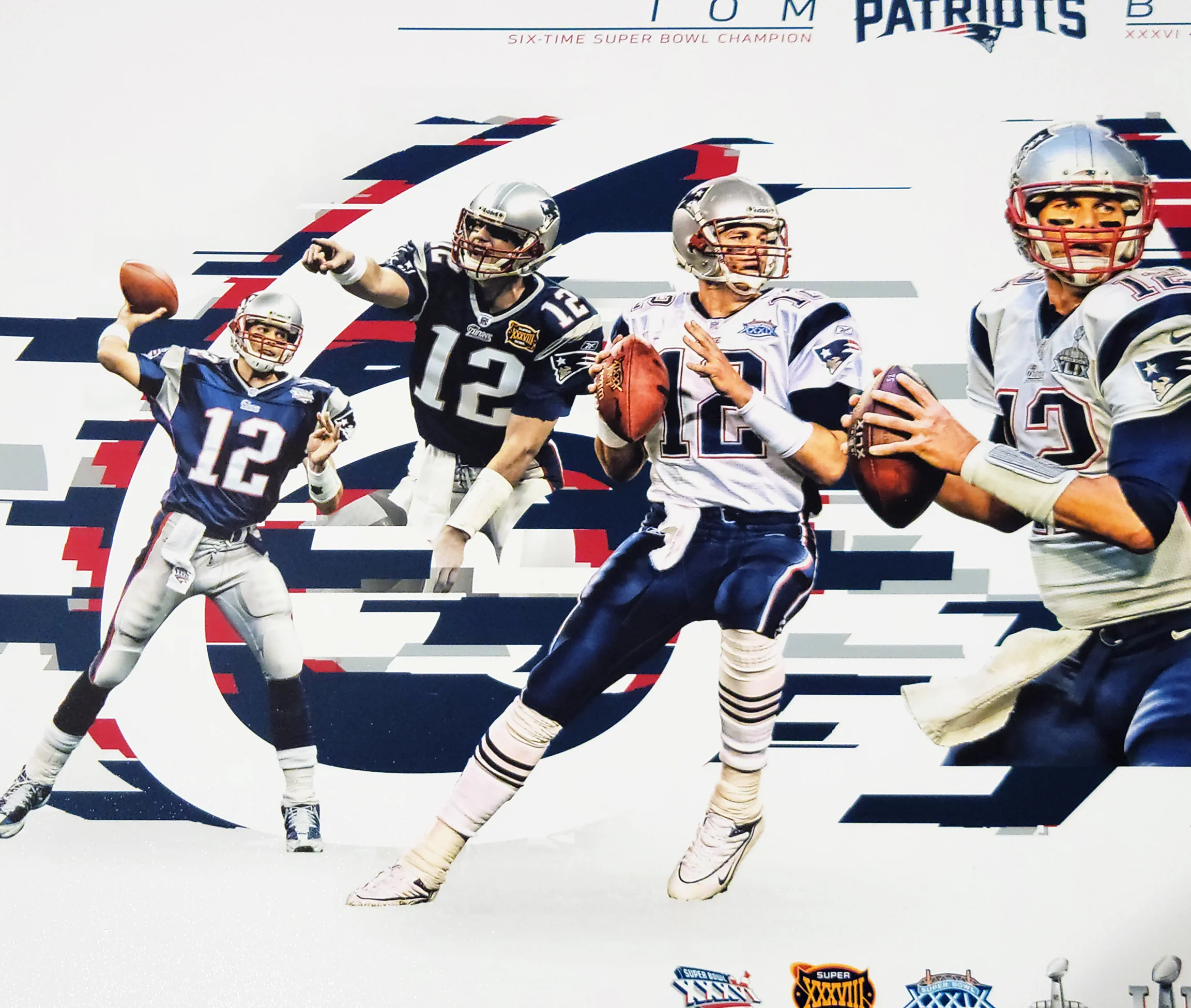 Tom Brady Autographed Framed 16x20 Photo New England Patriots Super Bowl Collage Fanatics Holo Stock #206954 - Image 5
