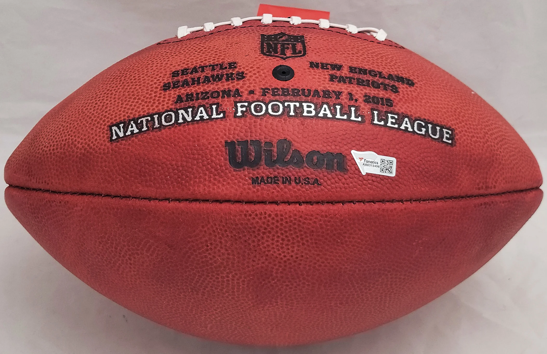 Tom Brady Autographed New England Patriots Official NFL Leather Super Bowl XLIX Logo Football Fanatics Holo Stock #206037 - Image 3