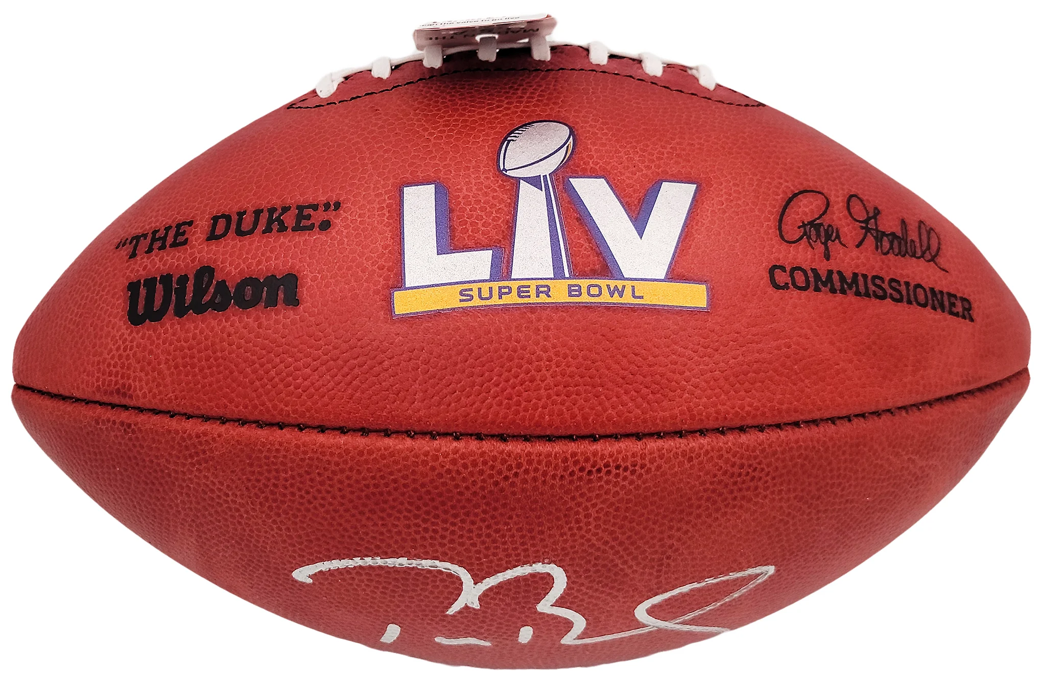 Tom Brady Autographed Official NFL Leather Super Bowl LV Logo Football "SB LV MVP" Fanatics Holo #AA0104060 - Image 4