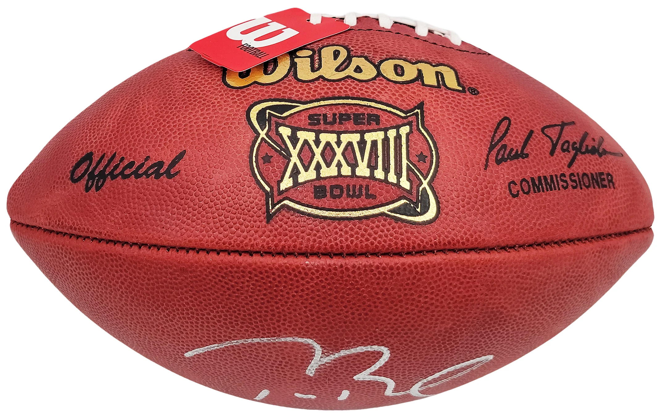 Tom Brady Autographed Official NFL Leather Super Bowl XXXVIII Logo Football Fanatics Holo #AA0104113 - Image 4