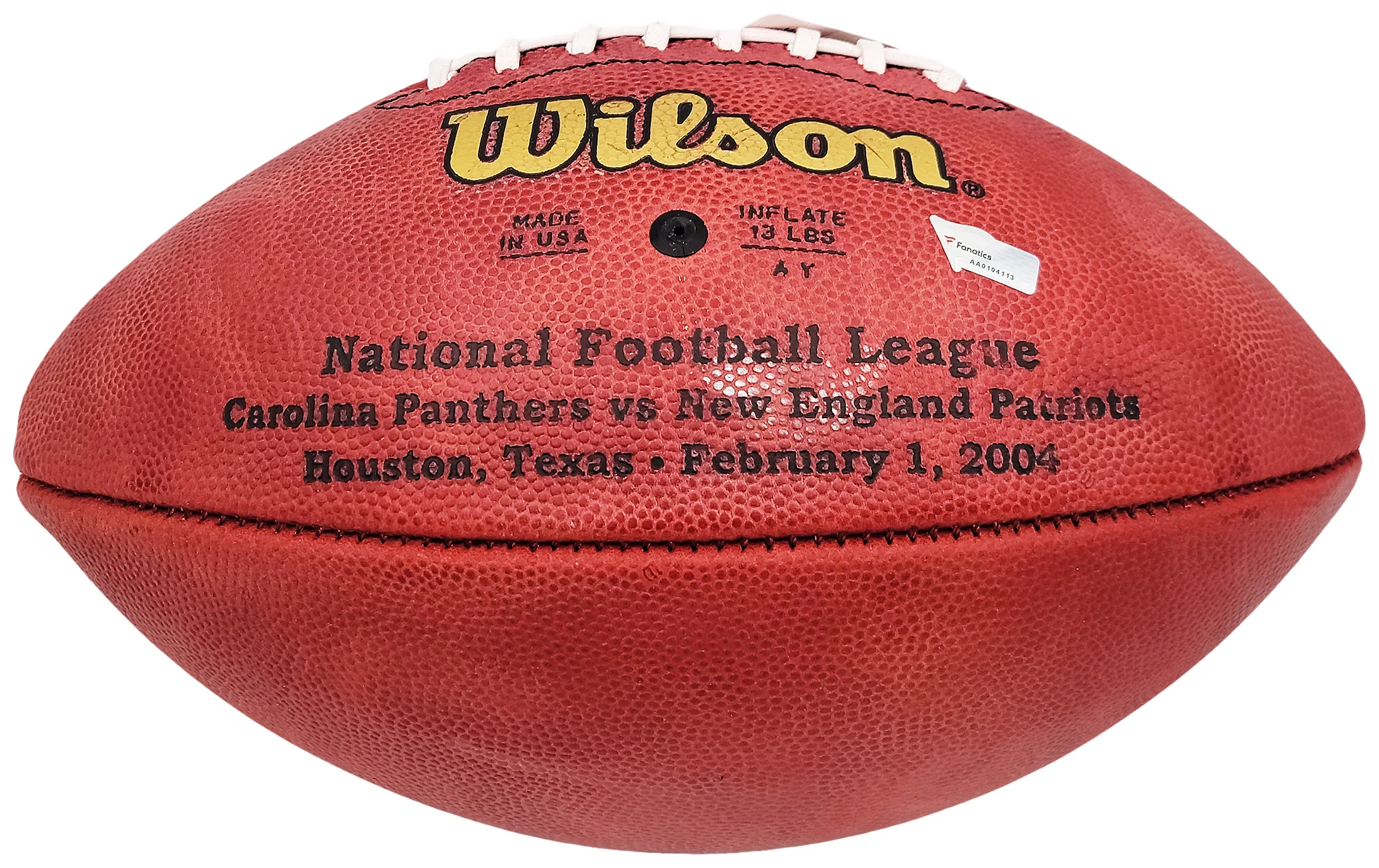 Tom Brady Autographed Official NFL Leather Super Bowl XXXVIII Logo Football Fanatics Holo #AA0104113 - Image 5