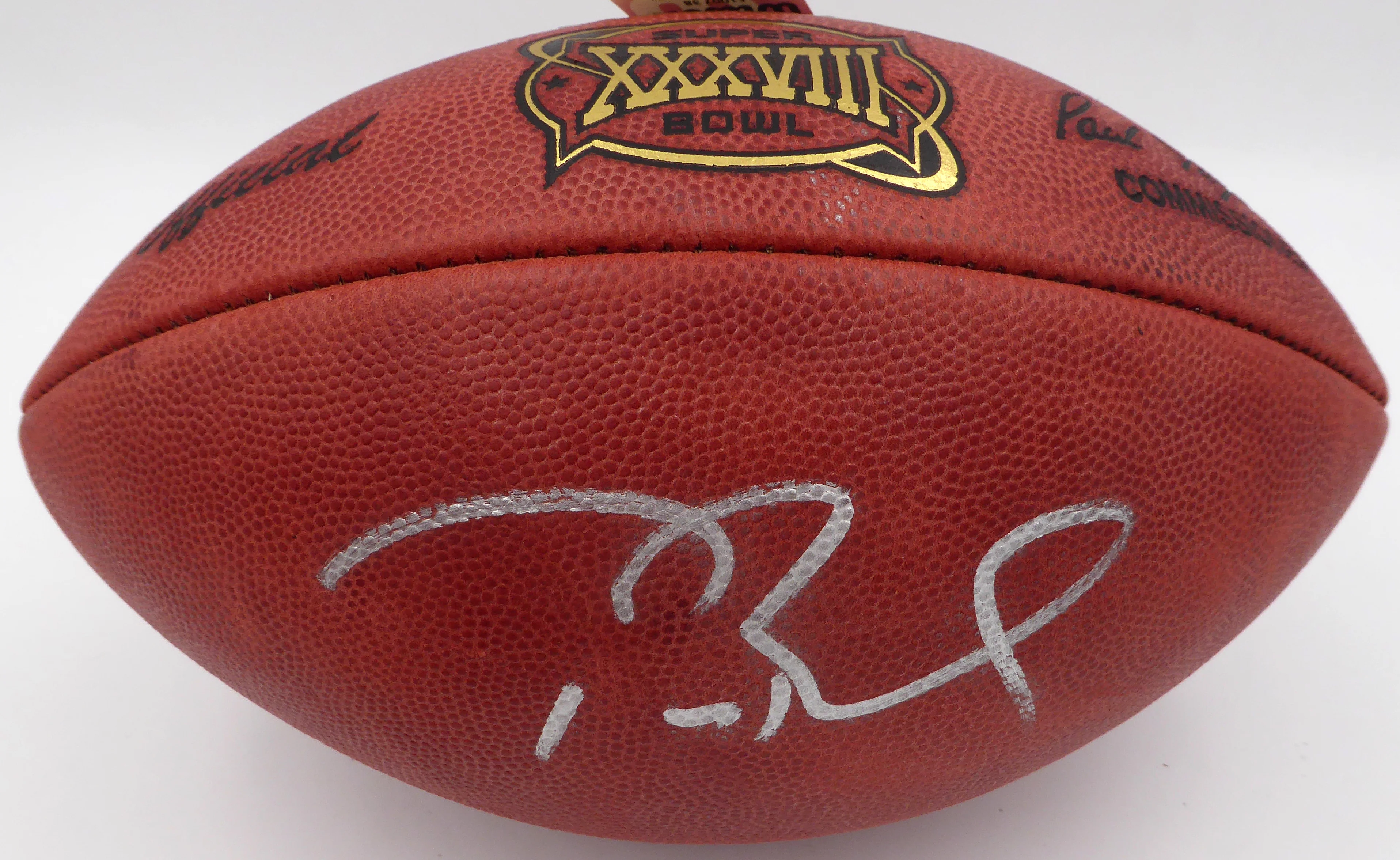 Tom Brady Autographed SB XXXVIII NFL Leather Football New England Patriots Fanatics Holo #B048290 - Image 2