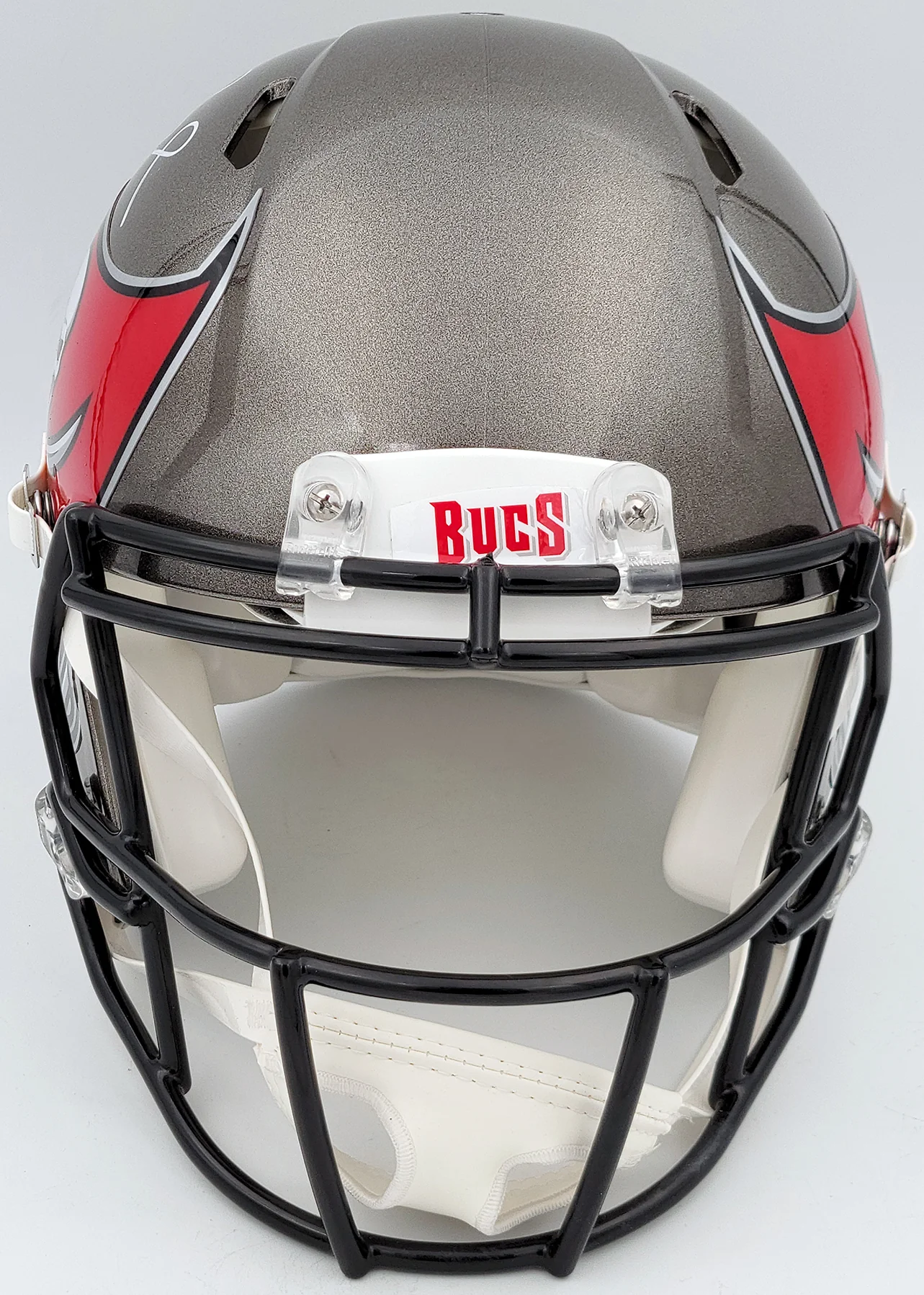 Tom Brady Autographed Tampa Bay Buccaneers Gray Full Size Authentic Speed Helmet Fanatics Holo Stock #202344 - Image 5