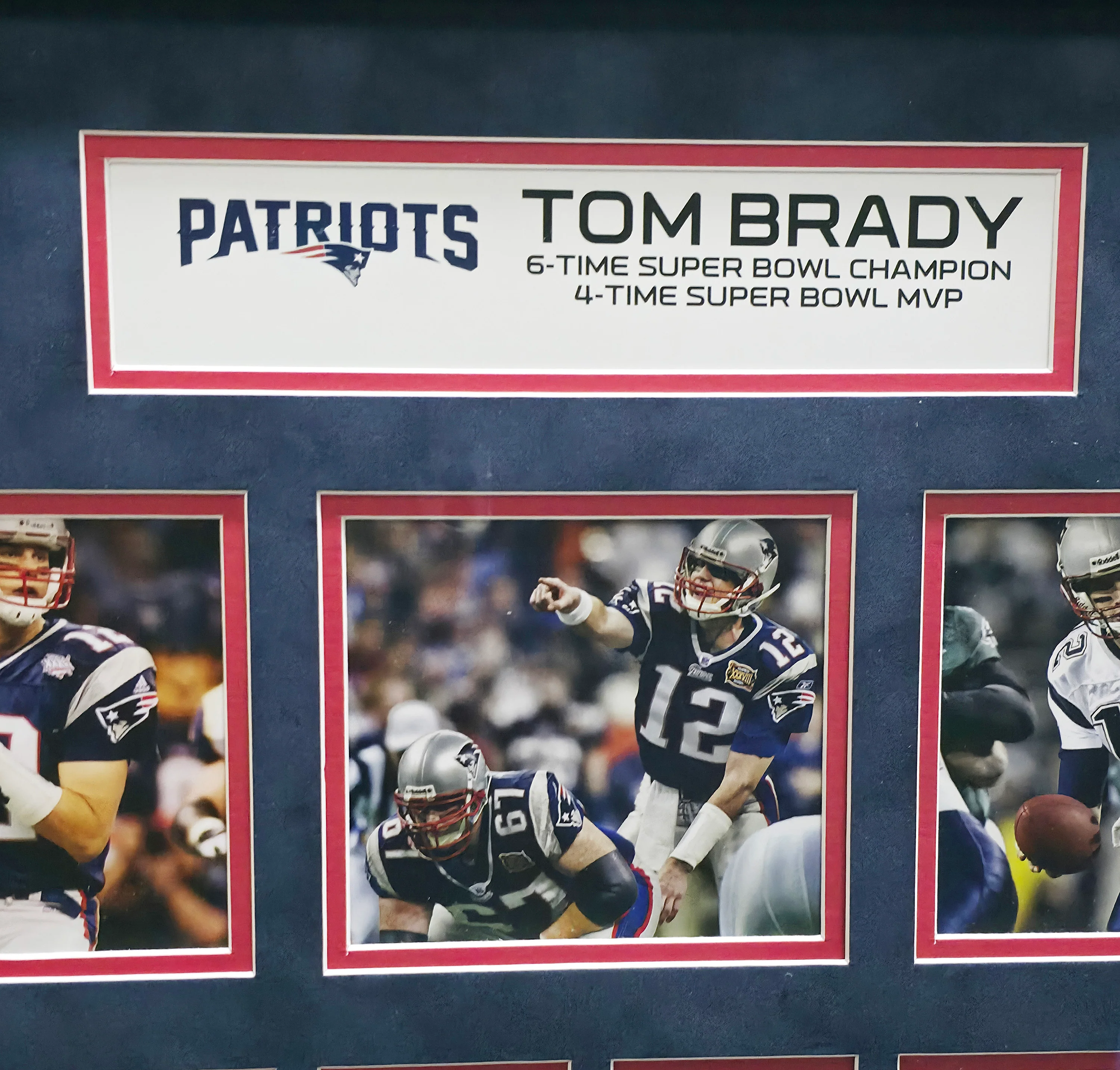 Tom Brady Framed Unsigned Super Bowl Ticket Collage New England Patriots SKU #242962 - Image 4