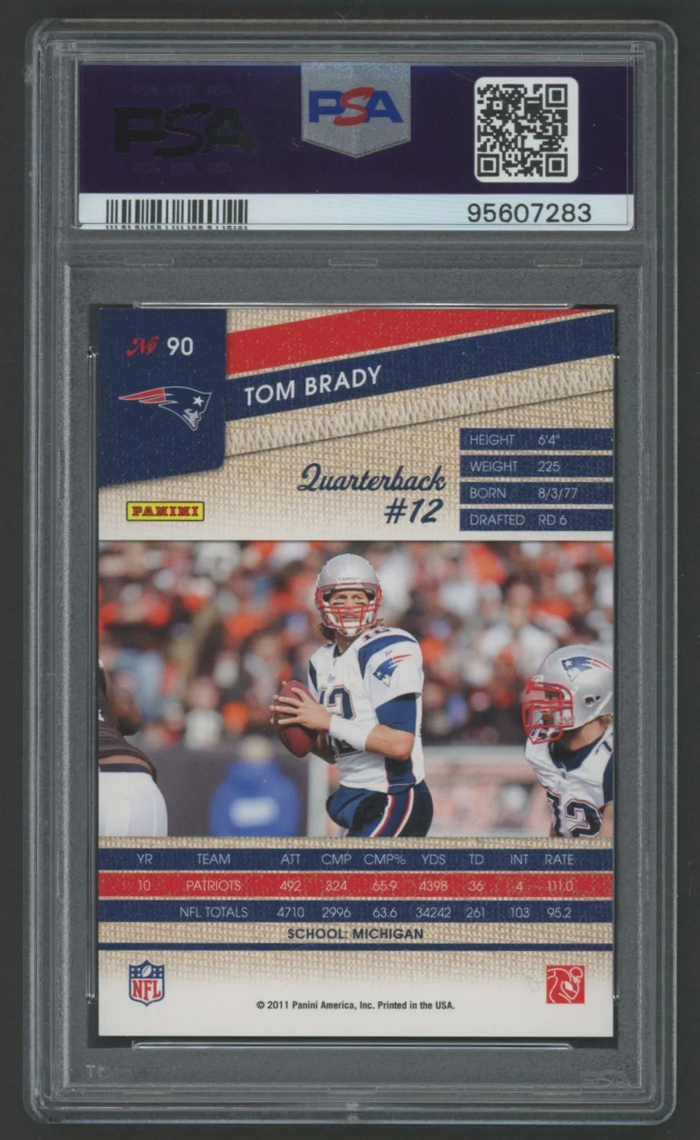 Tom Brady Signed Panini Threads Sample #90 (PSA 9 | Autograph Graded 10) - Image 2