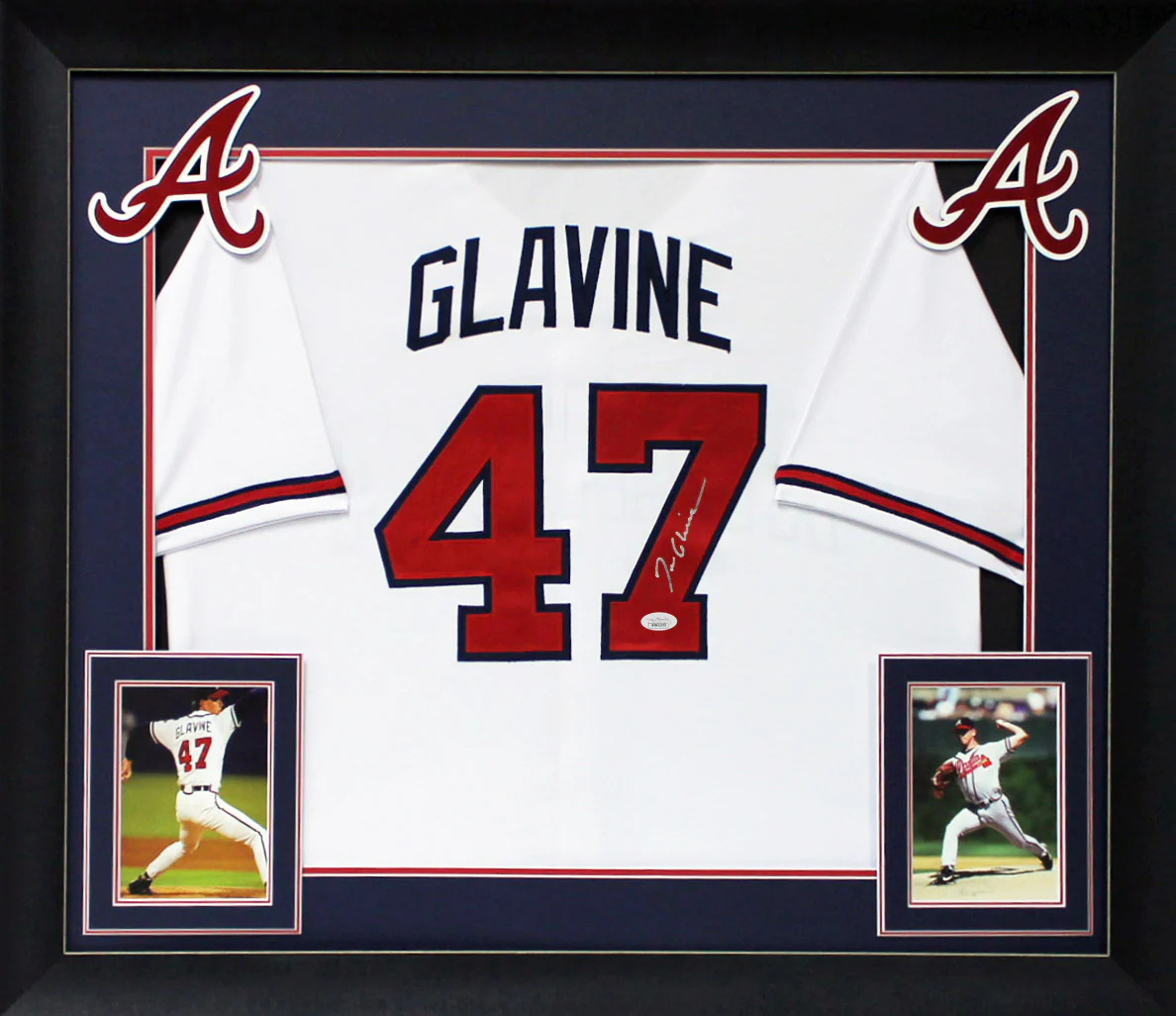 Tom Glavine Authentic Signed White Pro Style Framed Jersey Autographed JSA