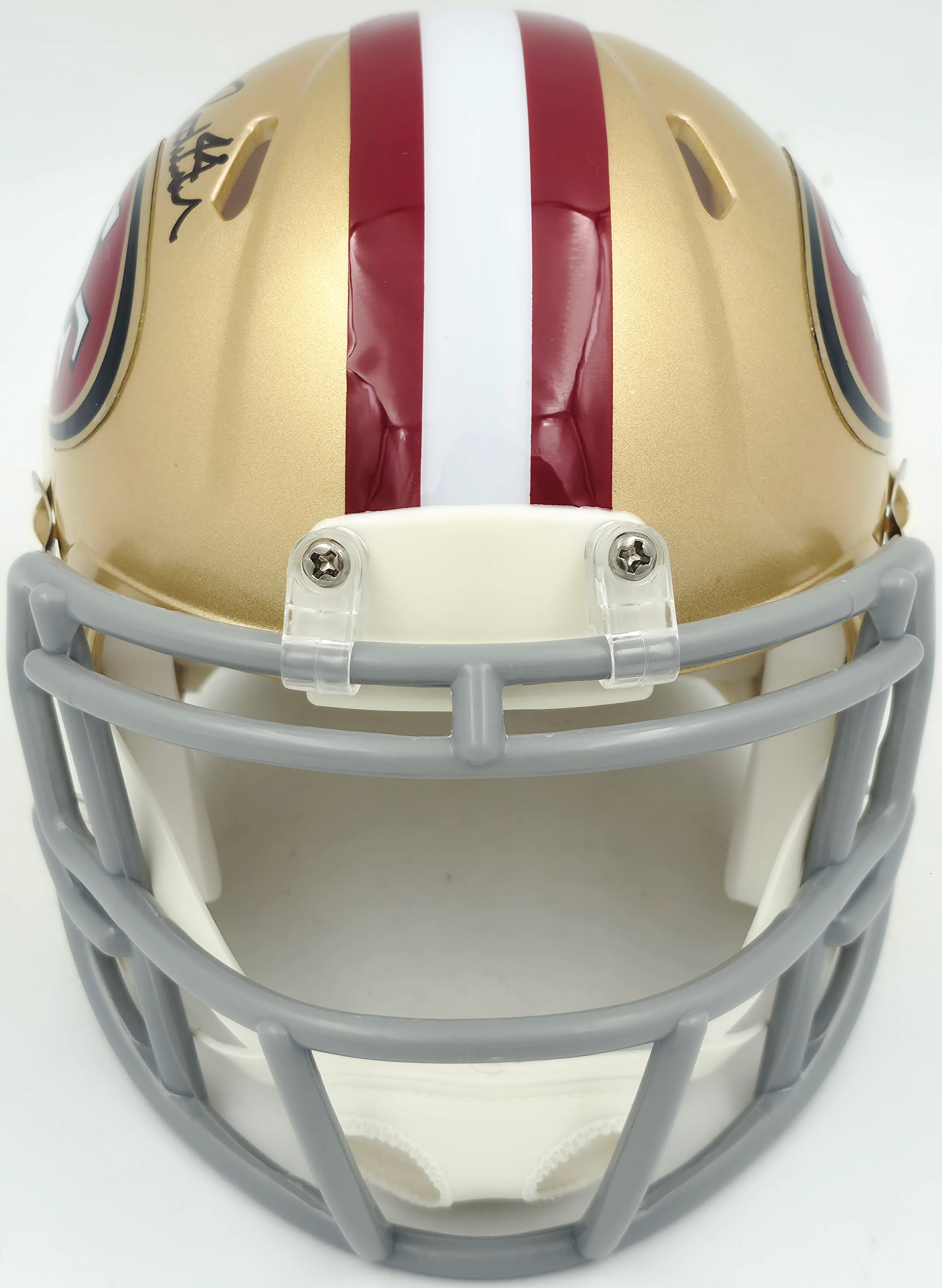 Tom Rathman Autographed San Francisco 49ers Gold Speed Mini Helmet Beckett BAS Witness Stock #253315 - Image 3