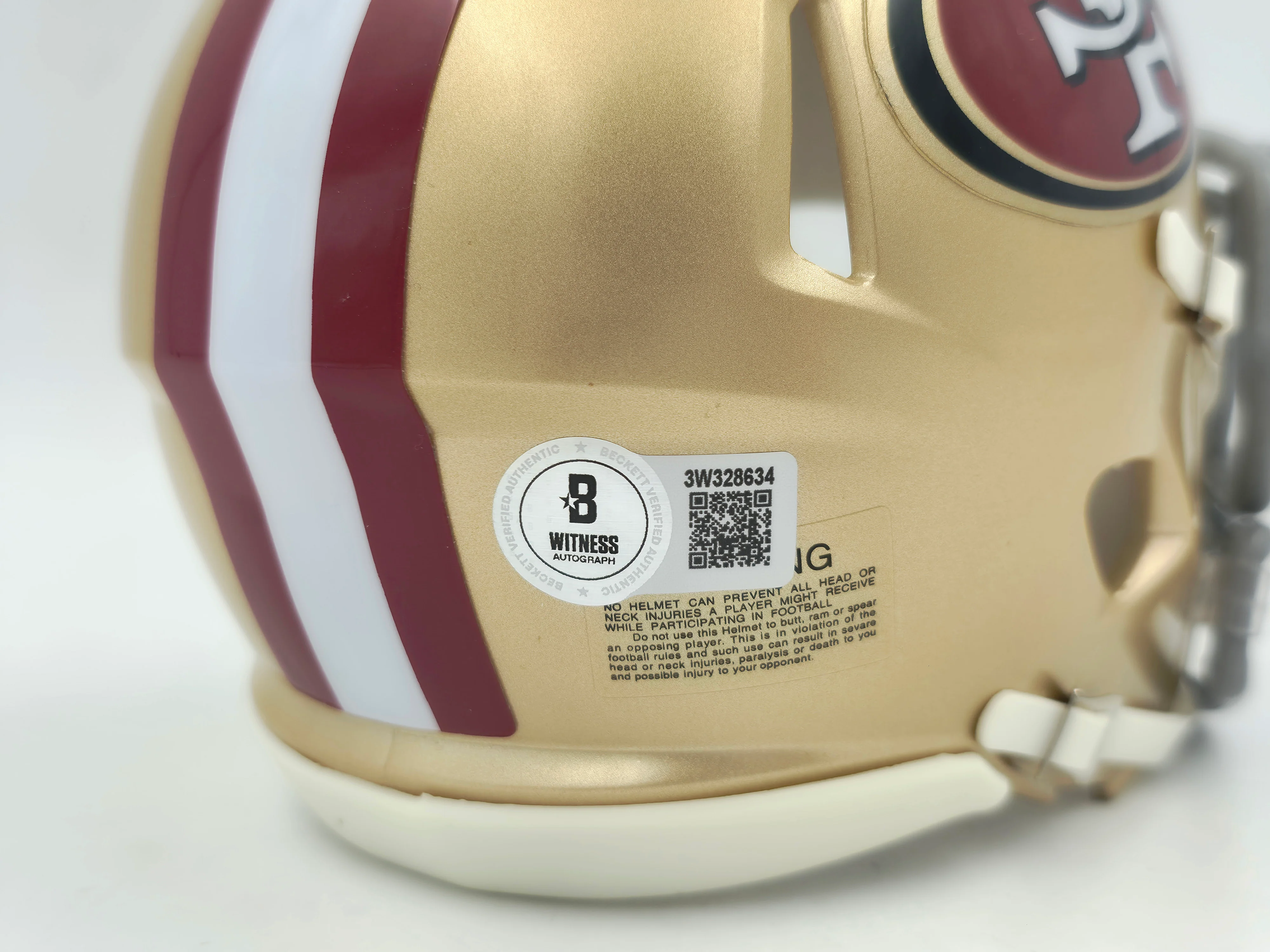 Tom Rathman Autographed San Francisco 49ers Gold Speed Mini Helmet Beckett BAS Witness Stock #253315 - Image 5