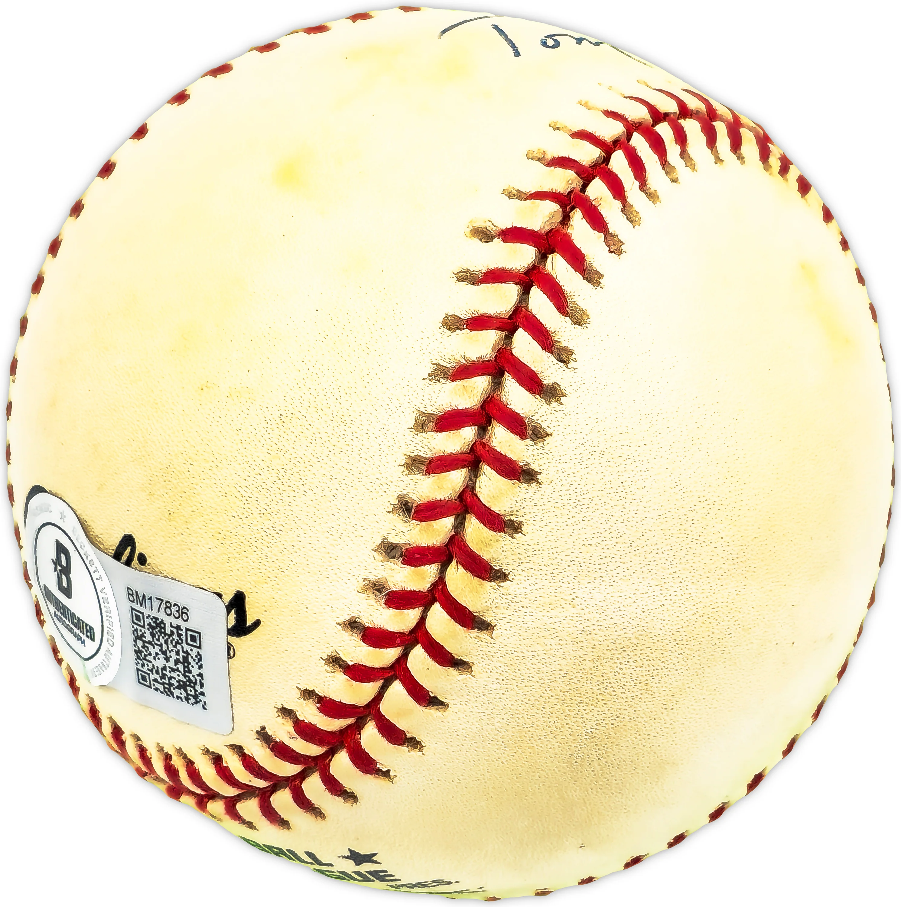 Tom Robson Autographed Official NL Baseball Texas Rangers Beckett BAS QR #BM17836 - Image 3