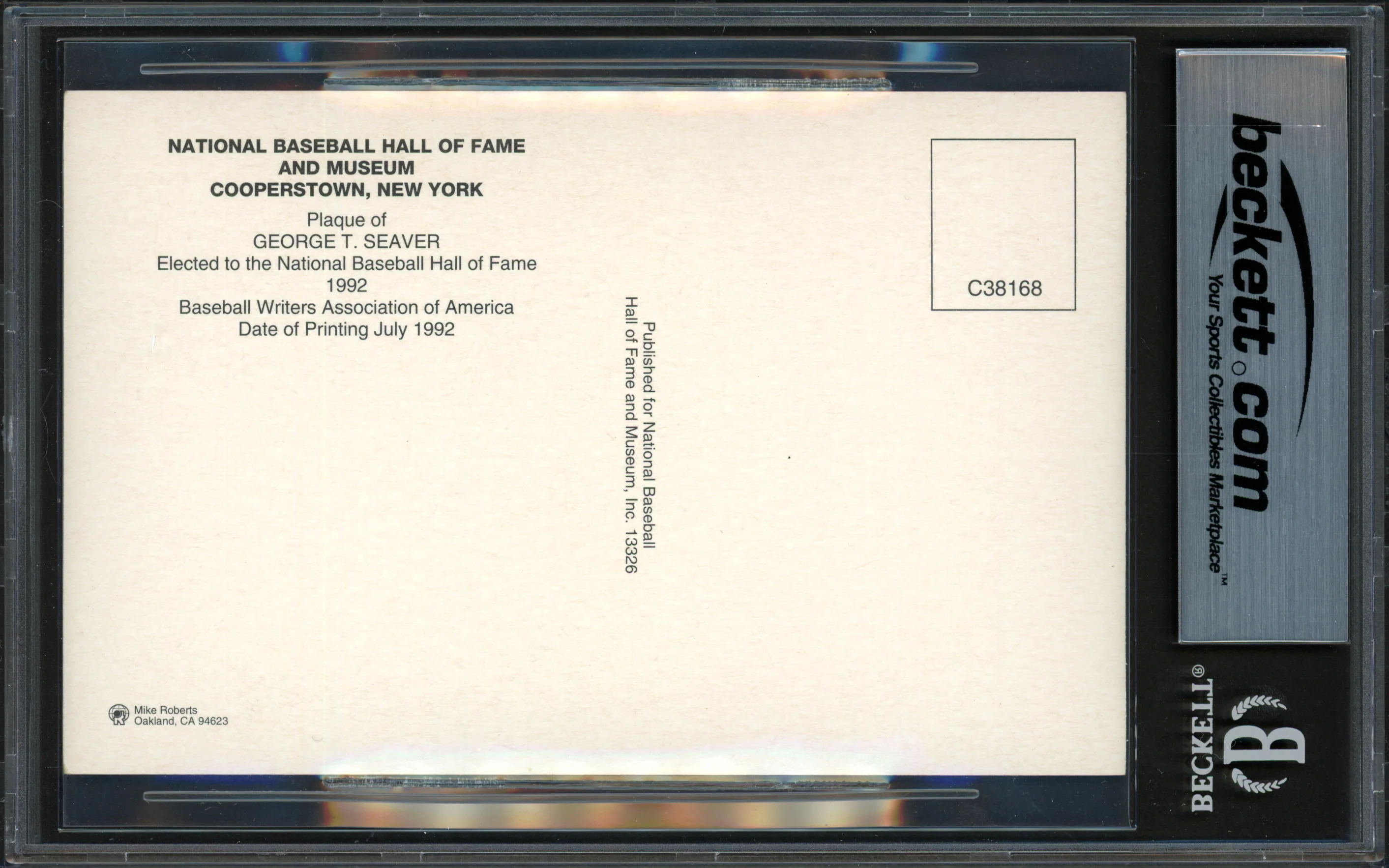 Tom Seaver Autographed Hall of Fame Plaque Postcard New York Mets Beckett BAS #18630878 - Image 2