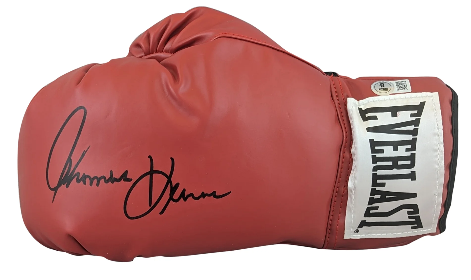 Tommy Hearns Authentic Signed Red Left Hand Everlast Glove W/ Case BAS Witnessed - Image 3