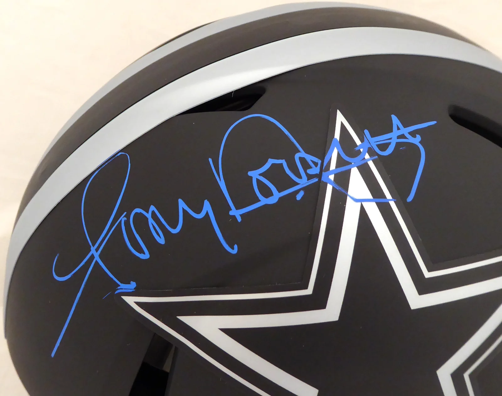Tony Dorsett Autographed Dallas Cowboys Eclipse Black Full Size Authentic Speed Helmet Beckett BAS #WE12147 - Image 2