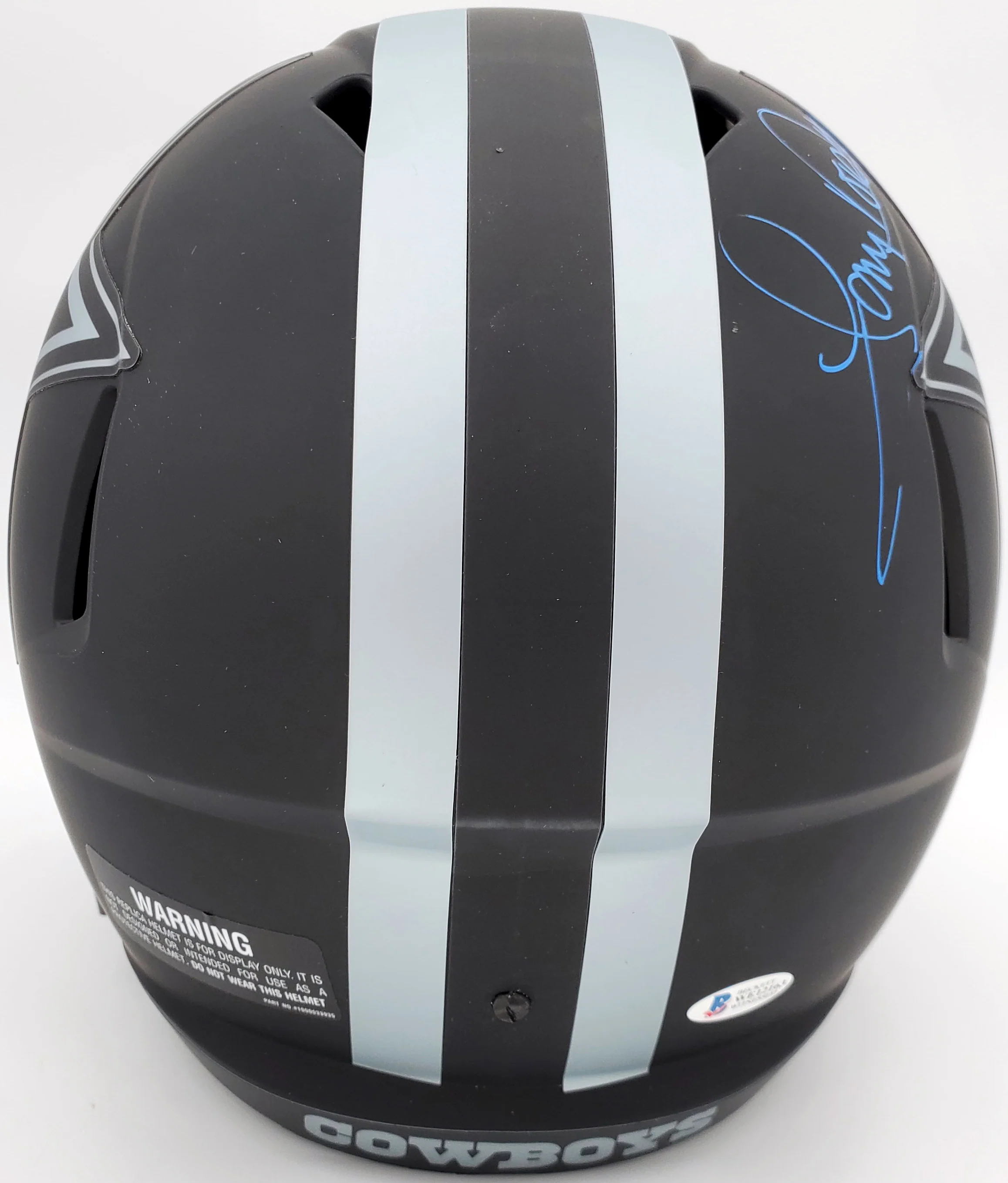 Tony Dorsett Autographed Eclipse Black Dallas Cowboys Full Size Speed Replica Helmet Beckett BAS Stock #185837 - Image 3