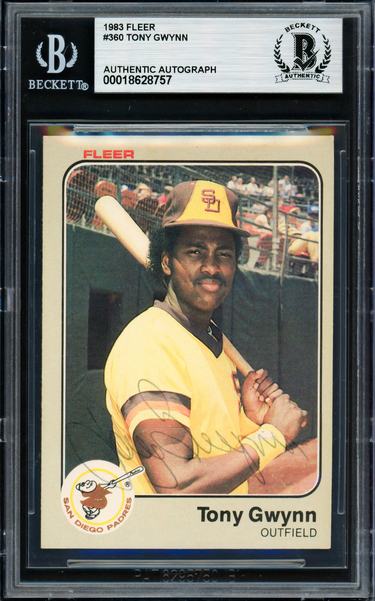 Tony Gwynn Autographed 1983 Fleer Rookie Card #360 San Diego Padres Beckett BAS #18628757