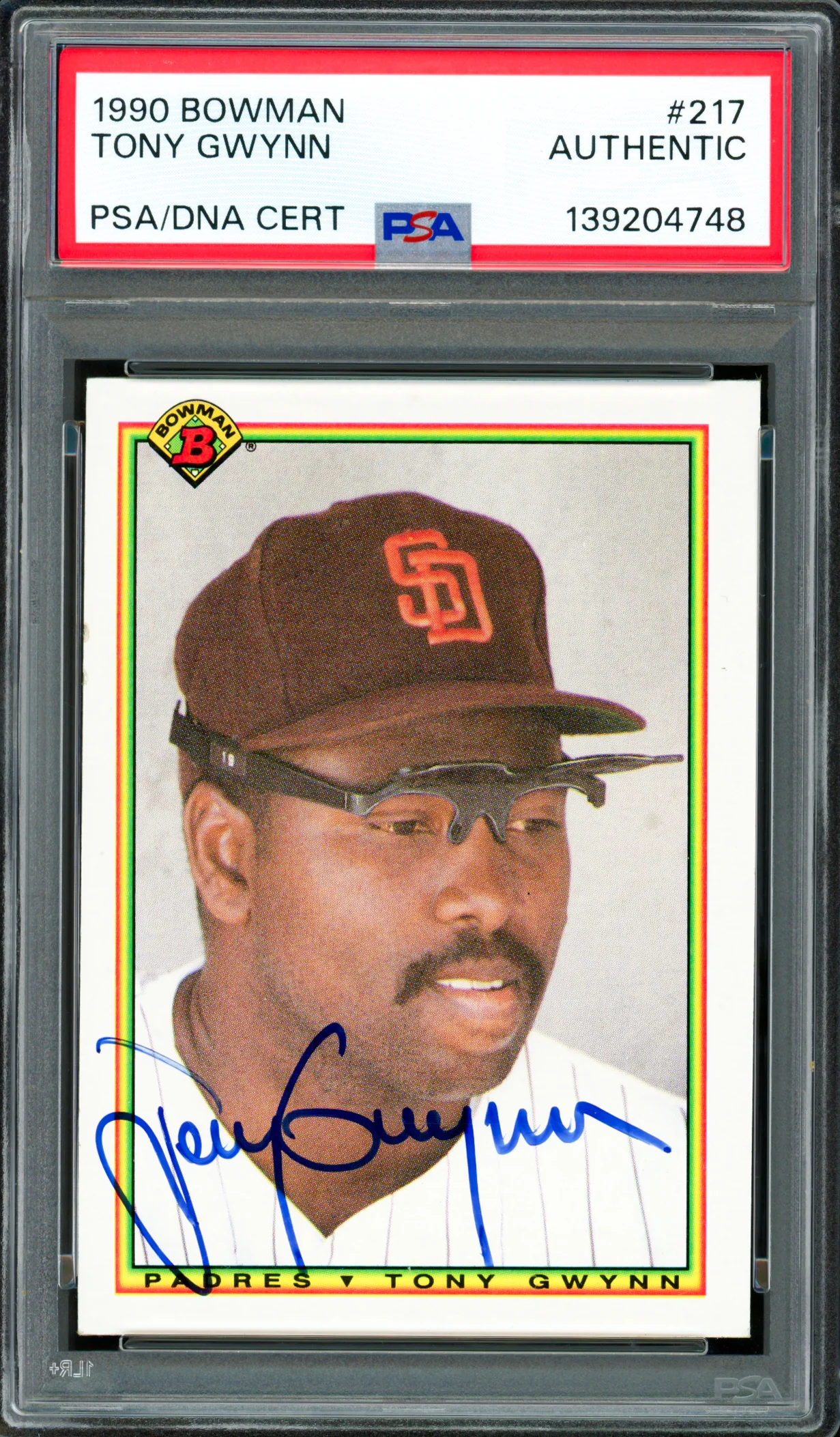 Tony Gwynn Autographed 1990 Bowman Card #217 San Diego Padres PSA/DNA #139204748