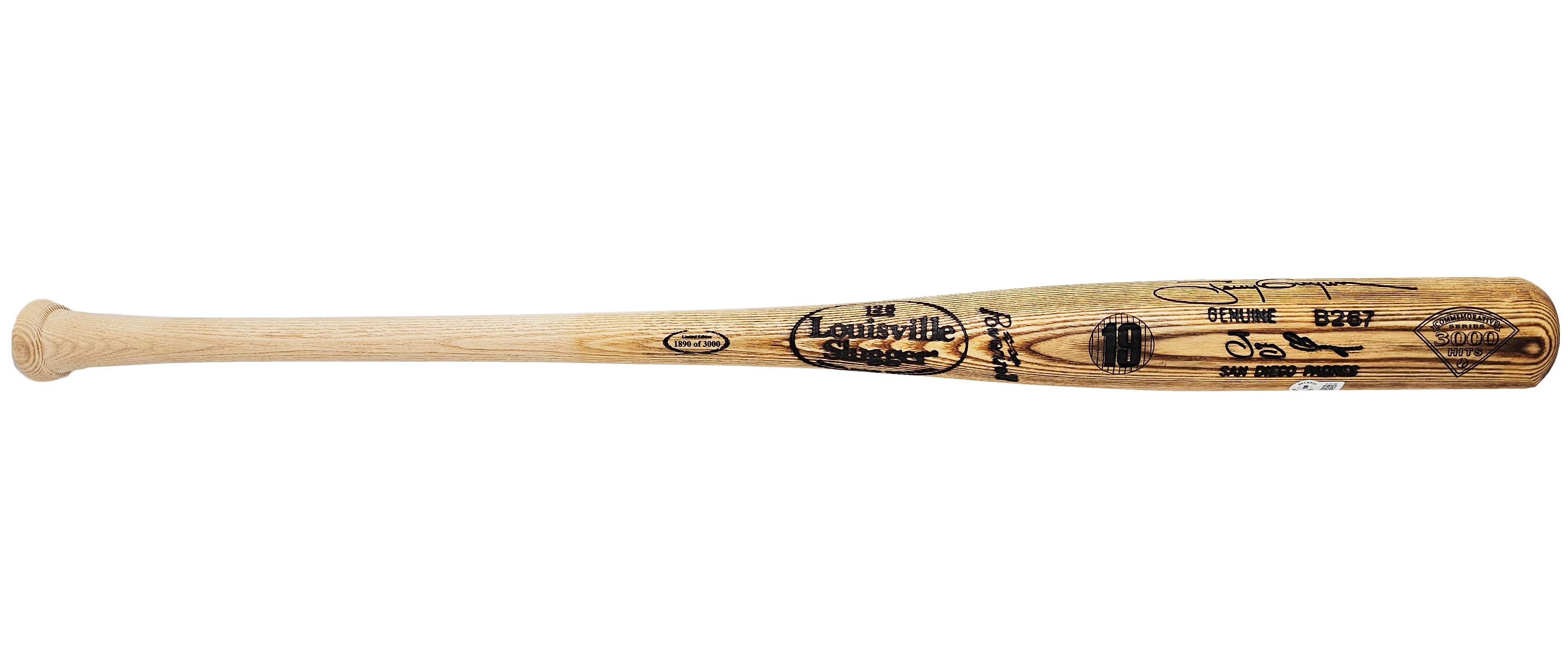 Tony Gwynn Autographed Blonde Louisville Slugger 3000th Hit Bat San Diego Padres #/3000 Beckett BAS QR Stock #212649 - Image 3