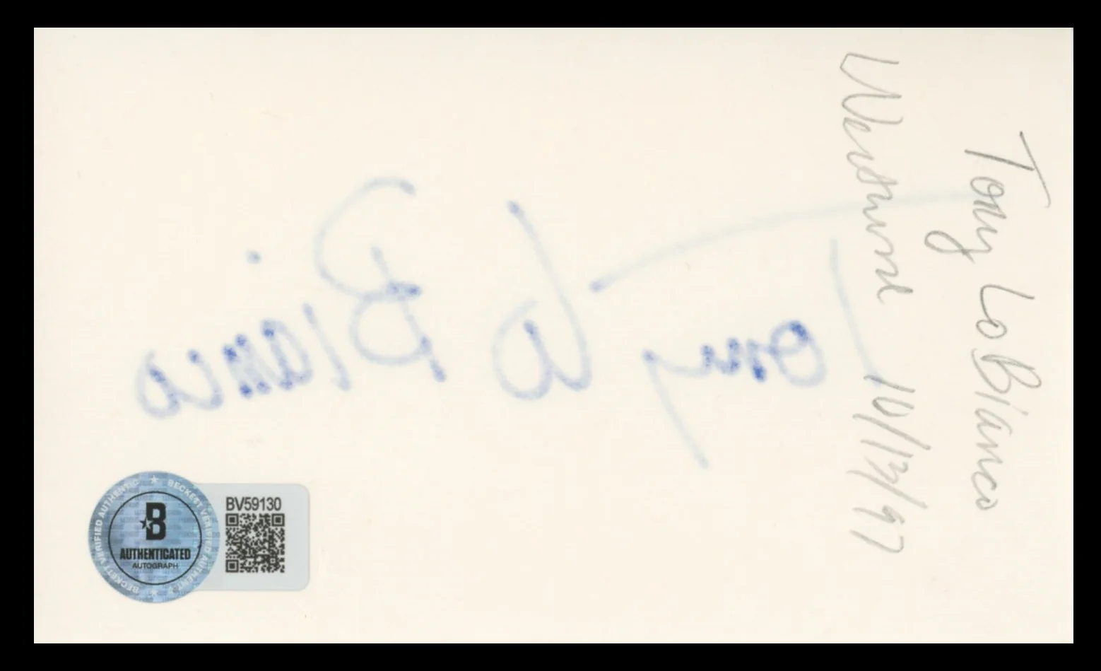 Tony Lo Bianco The French Connection Signed 3x5 Index Card BAS #BV59130 - Image 3