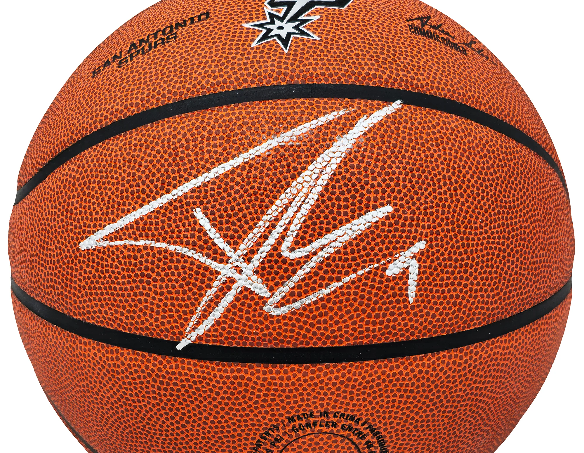 Tony Parker Autographed Authentic Leather San Antonio Spurs Logo Basketball San Antonio Spurs Beckett BAS Witness Stock #222837 - Image 2
