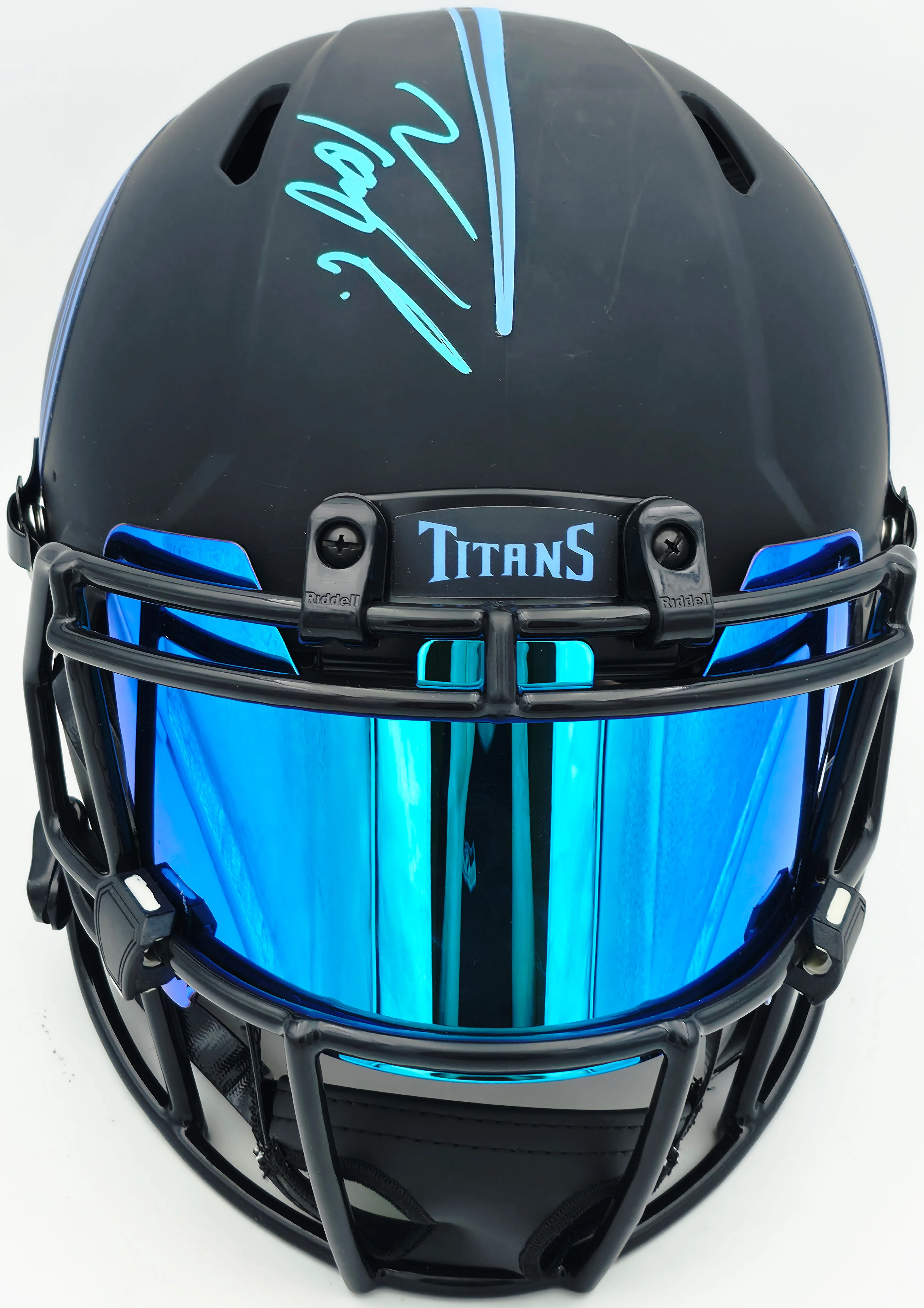 Tony Pollard Autographed Tennessee Titans Eclipse Black Full Size Speed Authentic Helmet Beckett BAS Witness #1W983523 - Image 3