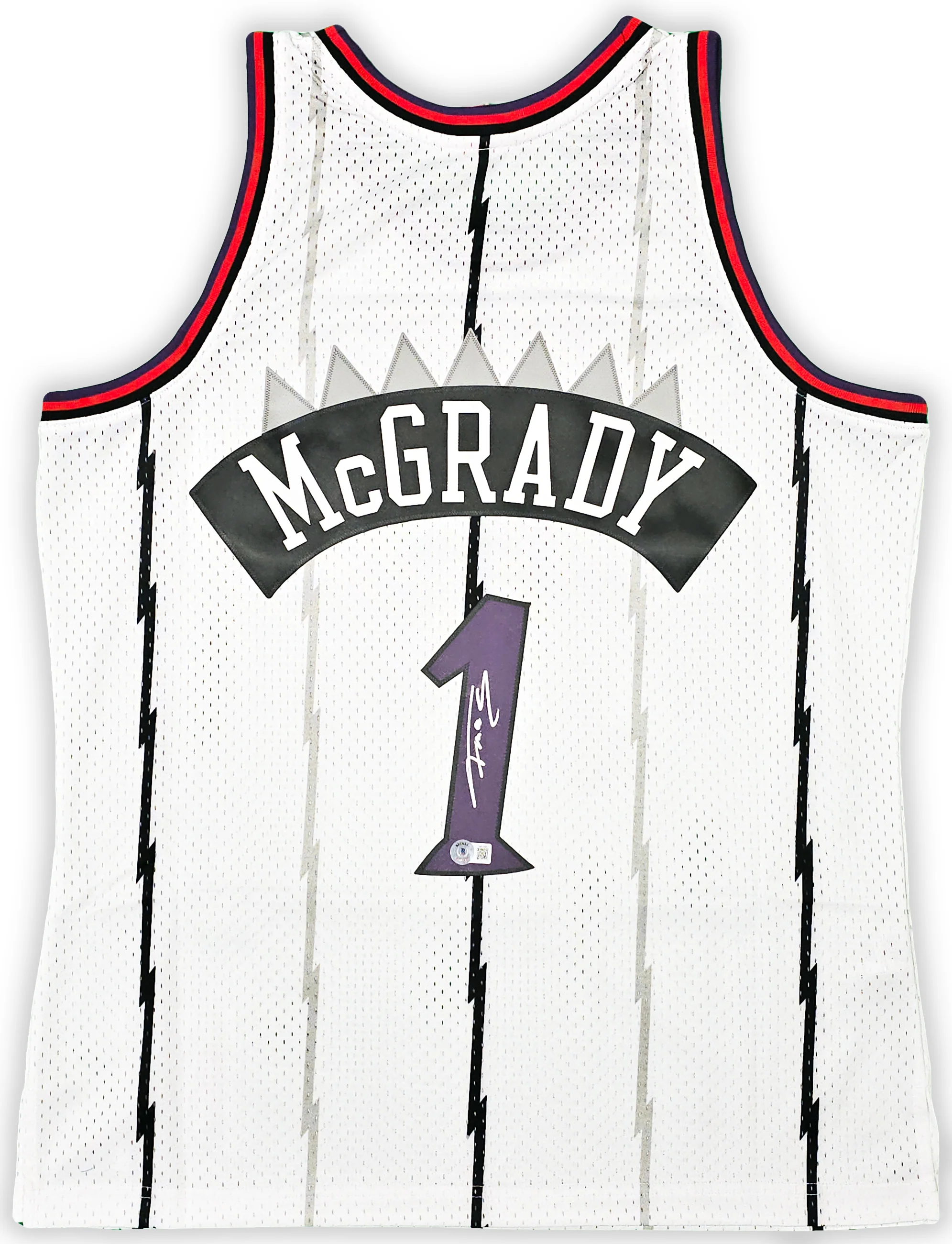 Toronto Raptors Tracy McGrady Autographed White Authentic Mitchell & Ness 1998-99 HWC Swingman Jersey Size L Beckett BAS Witness Stock #216975 - Image 2