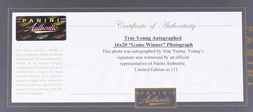 Trae Young Signed Framed Hawks 16x20 Basketball Game Winner Photo LE Panini - Image 4