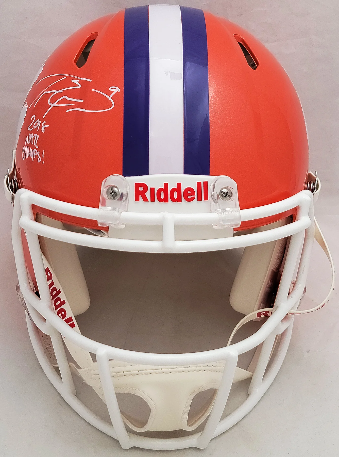 Travis Etienne Autographed Clemson Tigers Orange Full Size Authentic Speed Helmet "2018 Natl Champs!" Beckett BAS QR Stock #205673 - Image 5