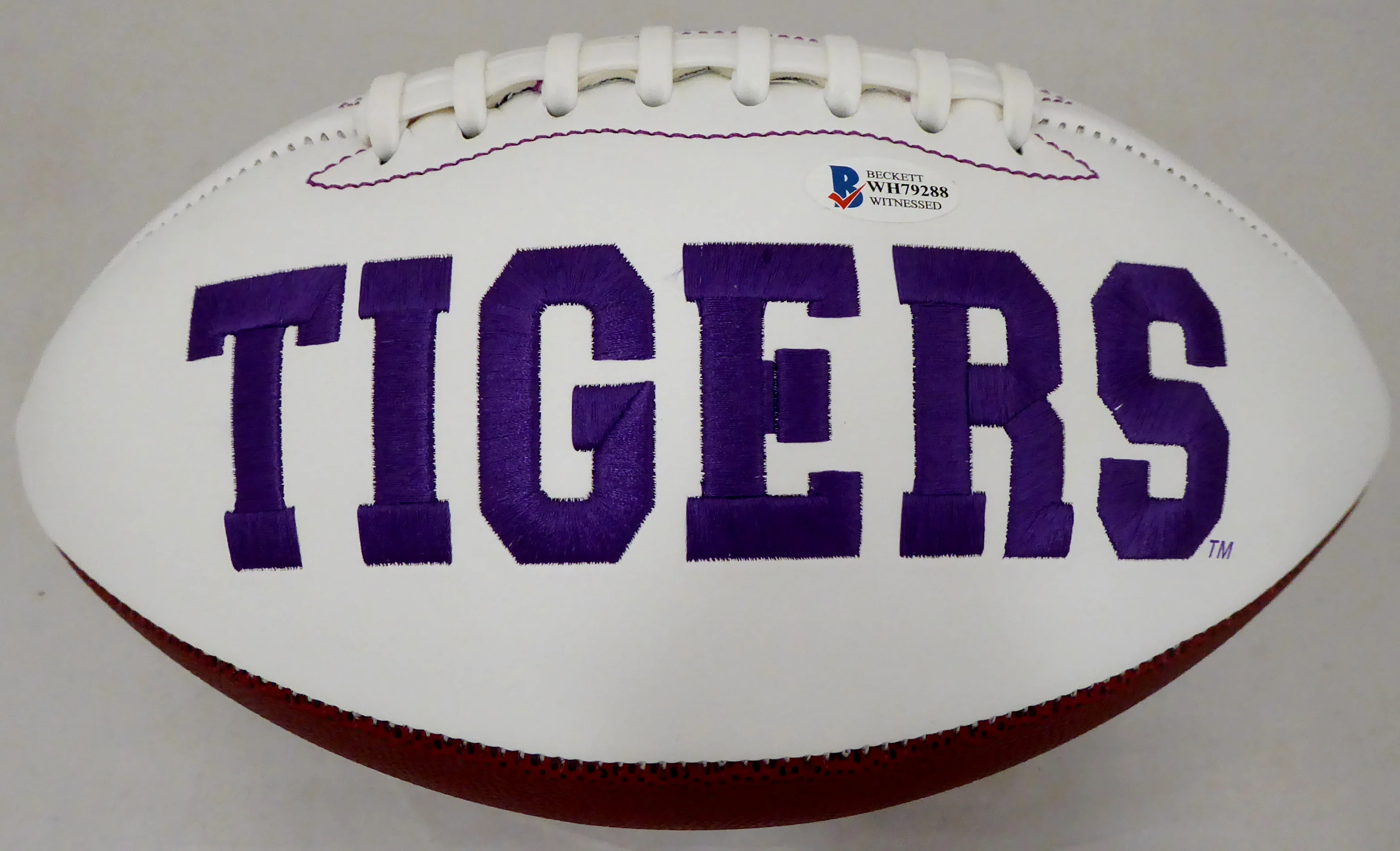 Travis Etienne Autographed Clemson Tigers White Logo Football "2018 Natl Champs!" Beckett BAS Stock #193986 - Image 4