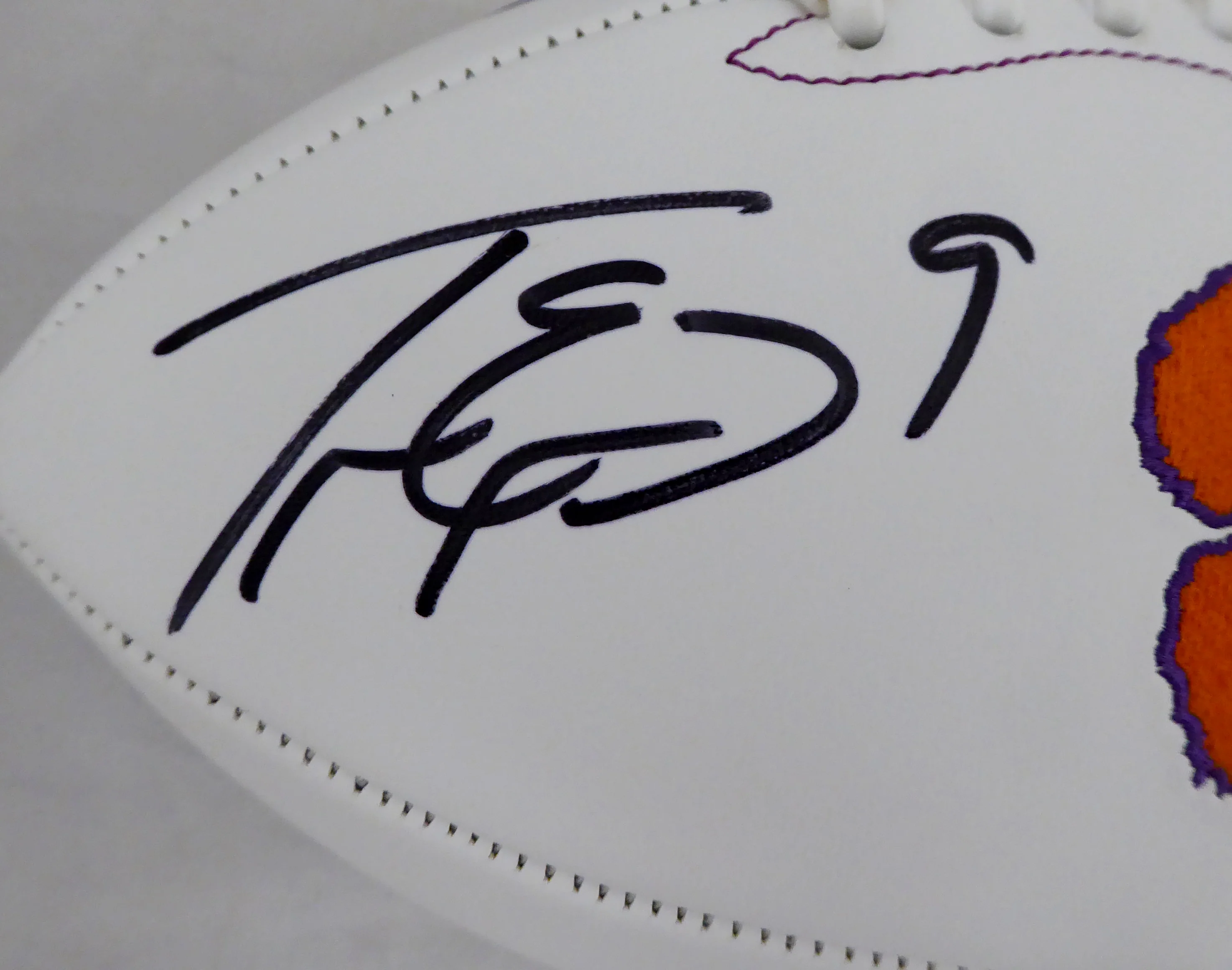 Travis Etienne Autographed Clemson Tigers White Logo Football Beckett BAS Stock #193985 - Image 2