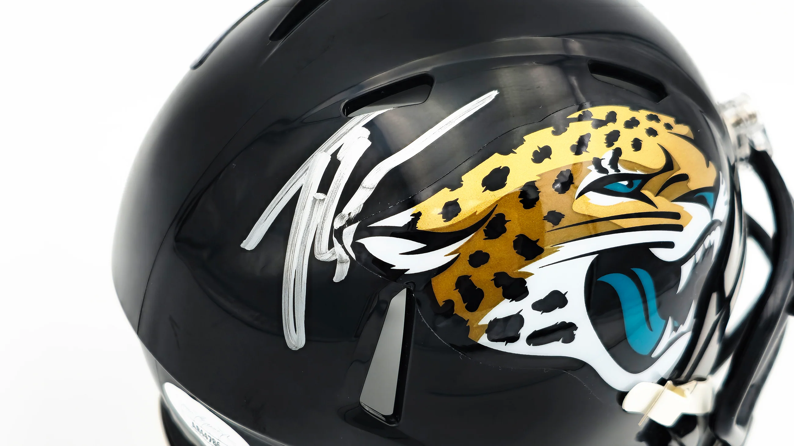 Travis Etienne Autographed Jacksonville Jaguars Black Speed Mini Helmet JSA Stock #224825 - Image 2