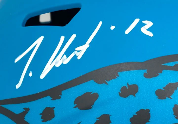 Travis Hunter Signed Jacksonville Jaguars FS Rave Speed Replica Helmet BAS - Image 2