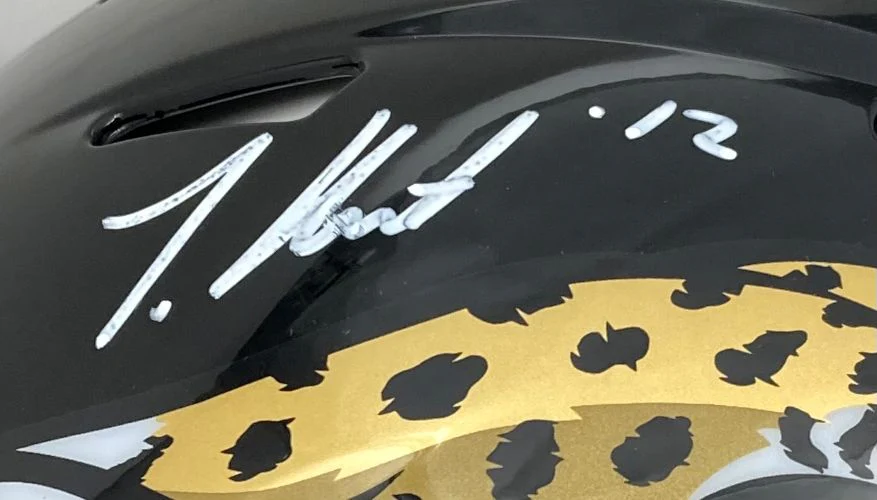 Travis Hunter Signed Jacksonville Jaguars Full Size Authentic Speed Helmet BAS - Image 2