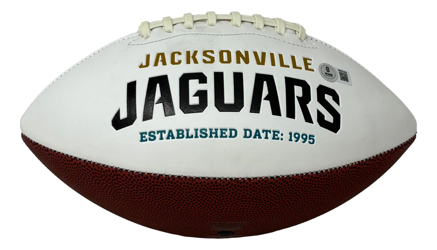 Travis Hunter Signed Jacksonville Jaguars Logo Football BAS w/ Case - Image 3